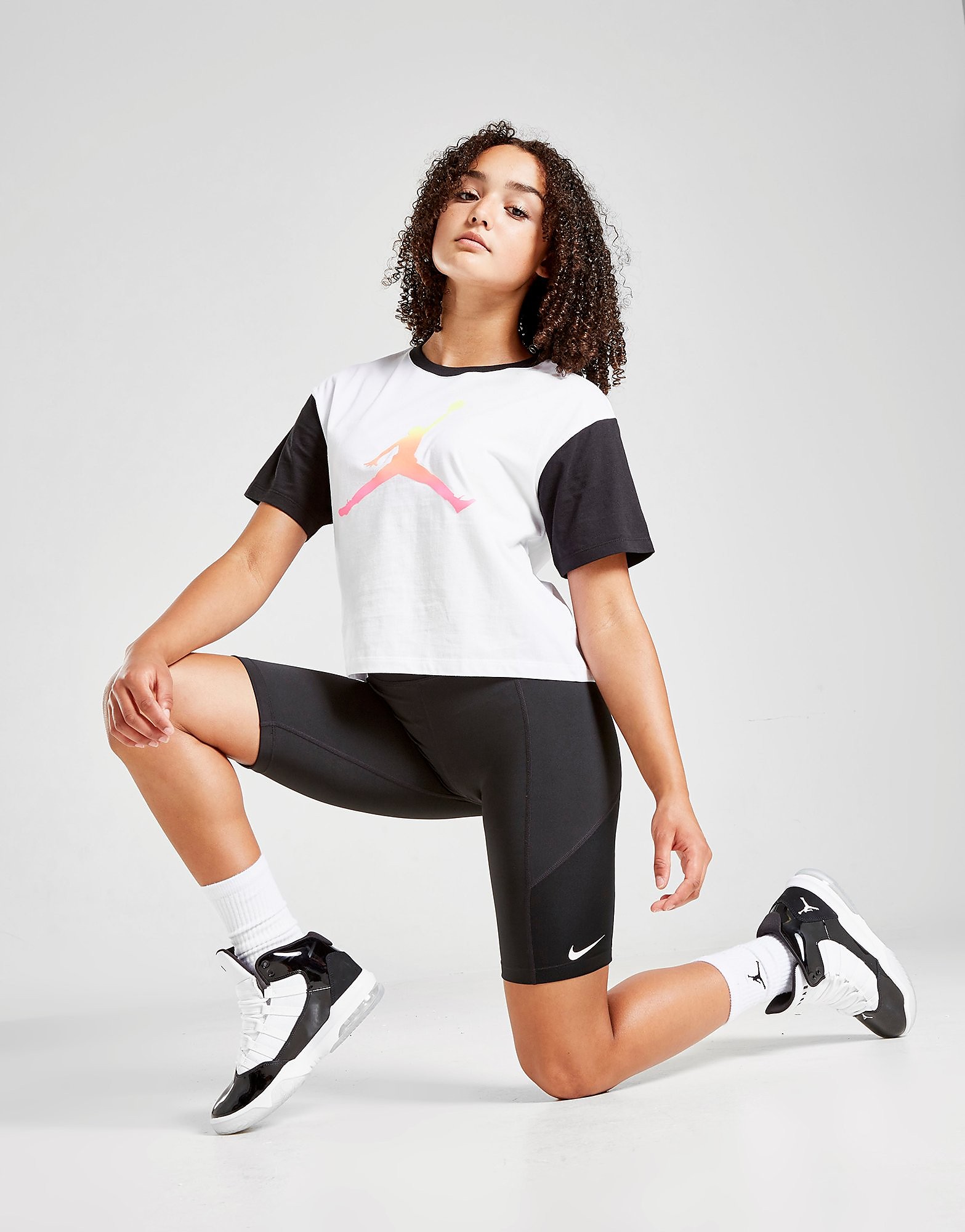 

Jordan Girls' Jumpman T-Shirt Junior - White/Black - Kids, White/Black