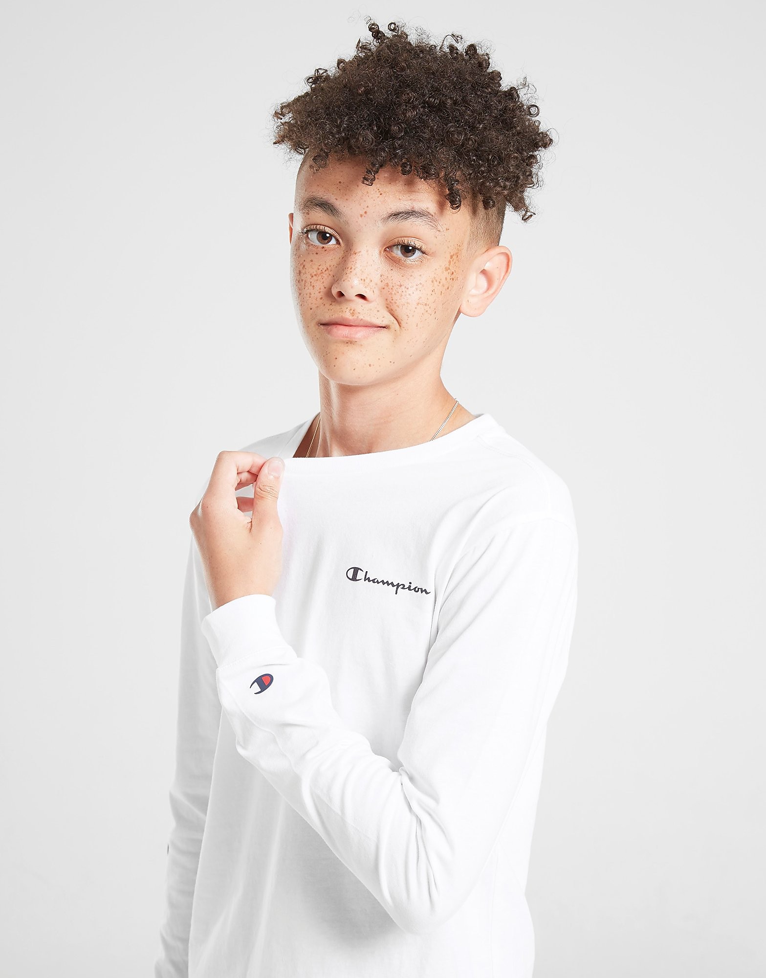 

Champion Core Logo Long Sleeve T-Shirt Junior - Only at JD - White - Kids, White