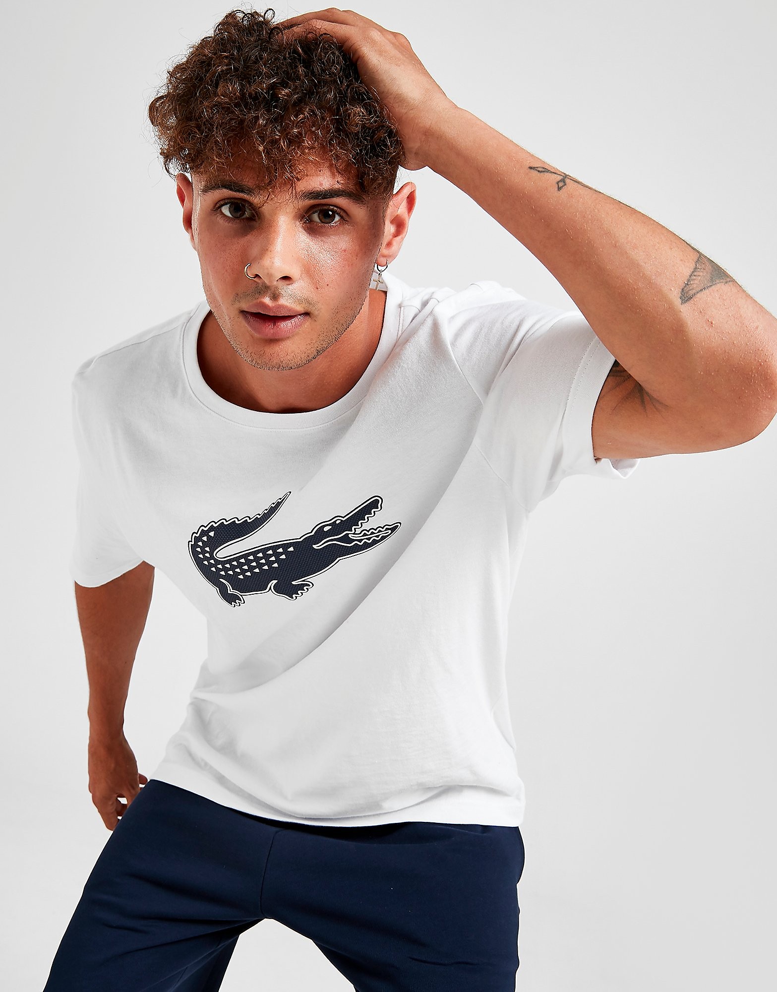 

Lacoste Large Logo Croc T-Shirt - White - Mens, White