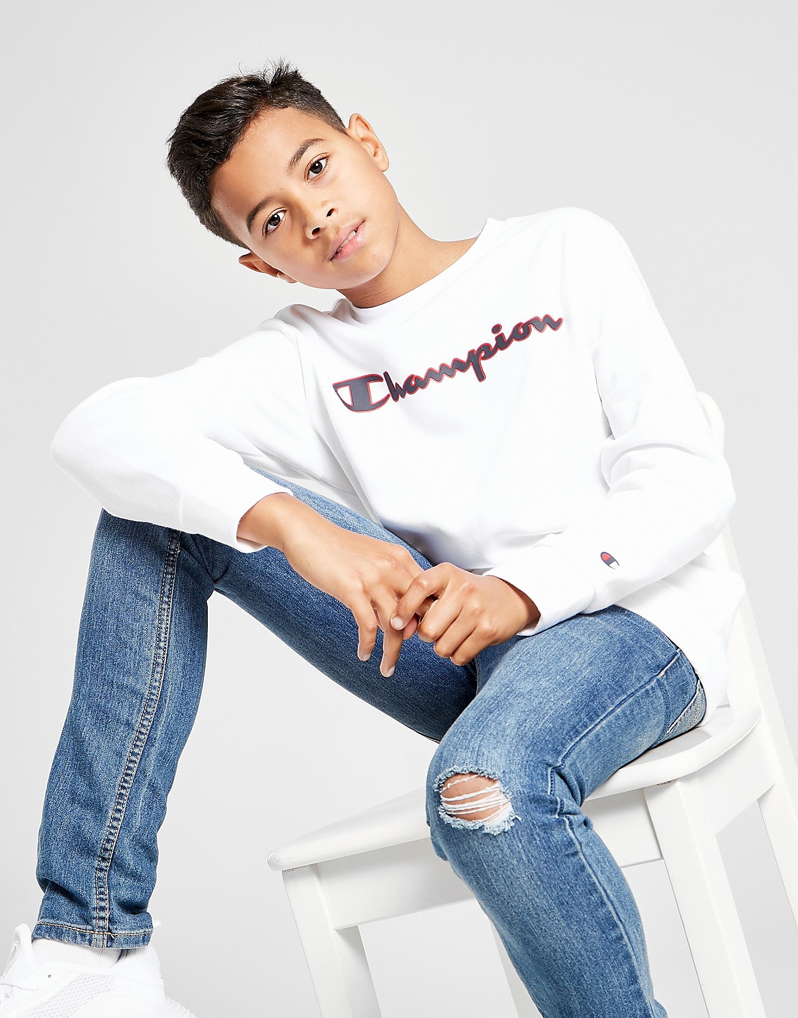 

Champion Legacy Fleece Crew Sweatshirt Junior - Only at JD - White - Kids, White