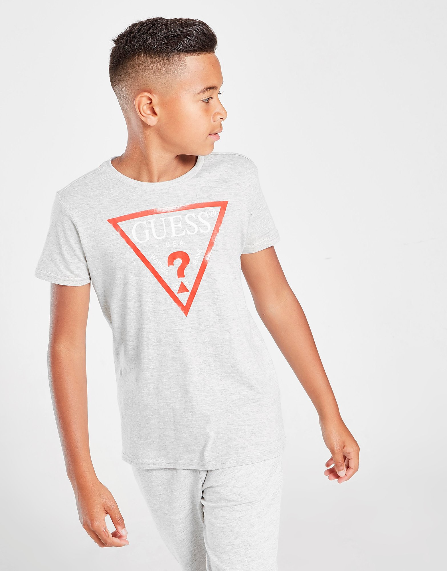 

GUESS Triangle Logo T-Shirt Junior - Grey - Kids, Grey