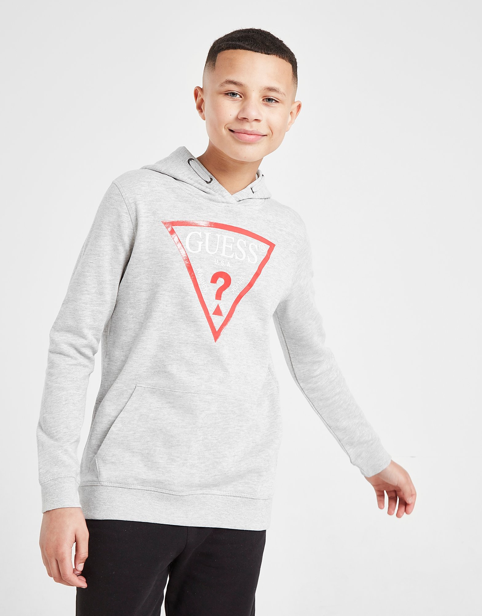 

GUESS Triangle Overhead Hoodie Junior - Grey - Kids, Grey
