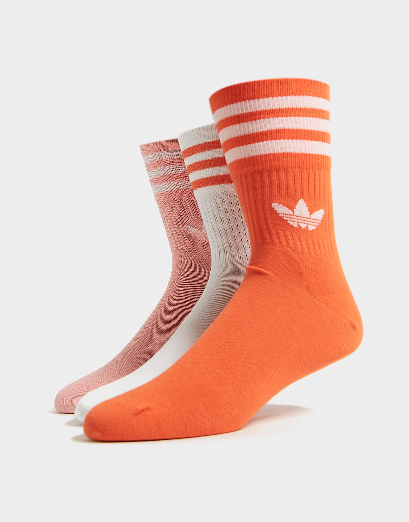 

adidas Originals 3 Pack Crew Socks - Glory Amber / Glow Pink / White - Womens, Glory Amber / Glow Pink / White