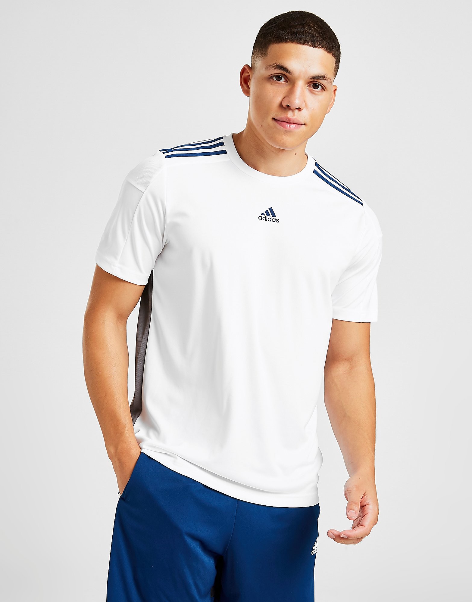 

adidas Match Football T-Shirt - Only at JD - WHITE/Blue - Mens, WHITE/Blue
