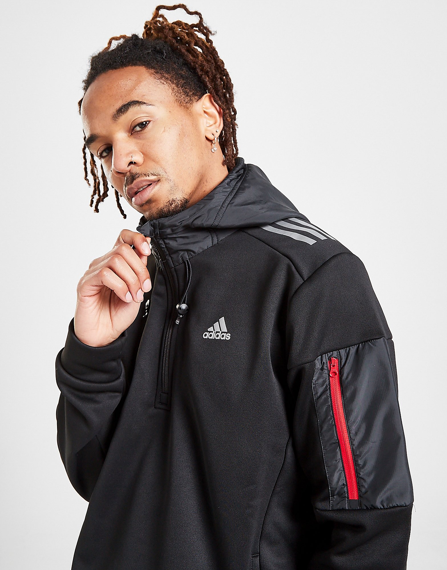 

adidas Tech 1/2 Zip Hoodie - Only at JD - Black - Mens, Black