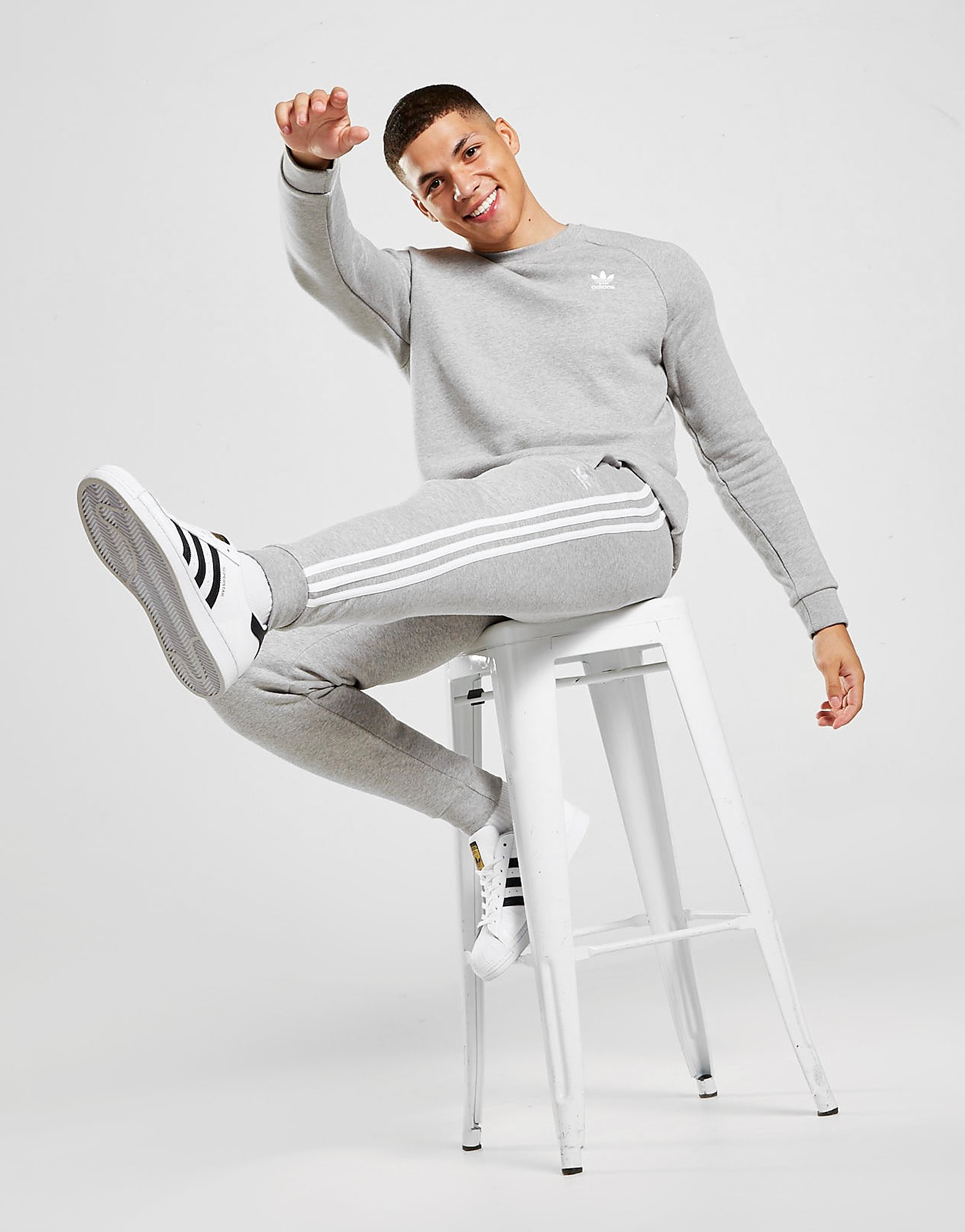 

adidas Originals 3-Stripes California Joggers - Medium Grey Heather/White - Mens, Medium Grey Heather/White