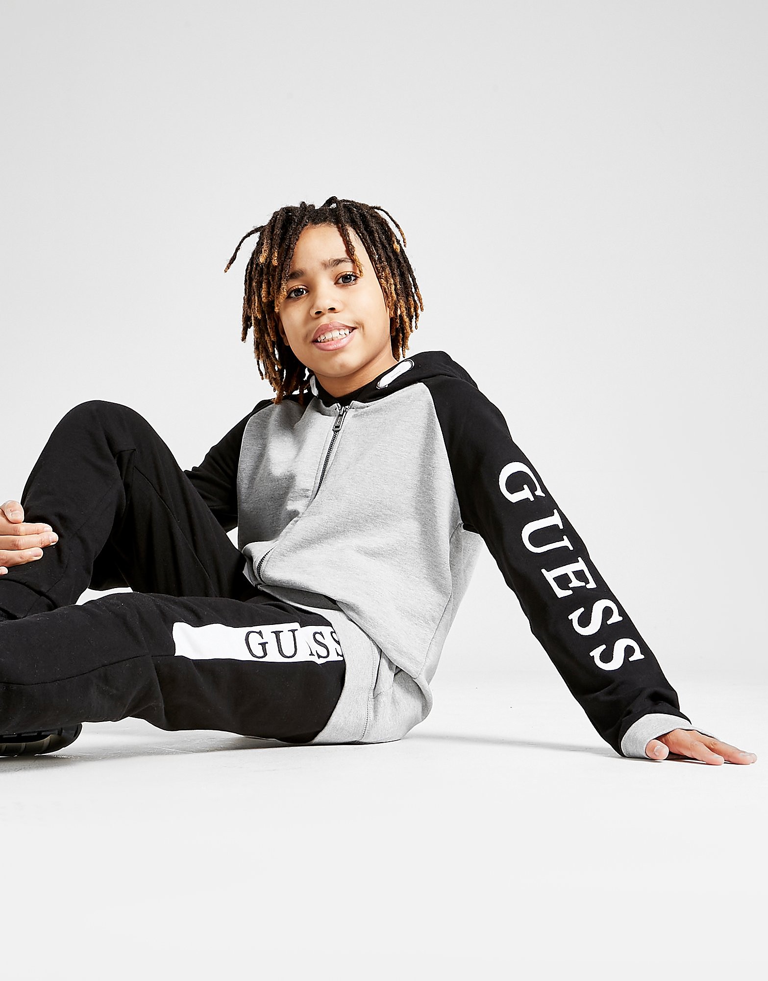 

GUESS Cut N Sew Zip Hoodie Junior - Grey - Kids, Grey