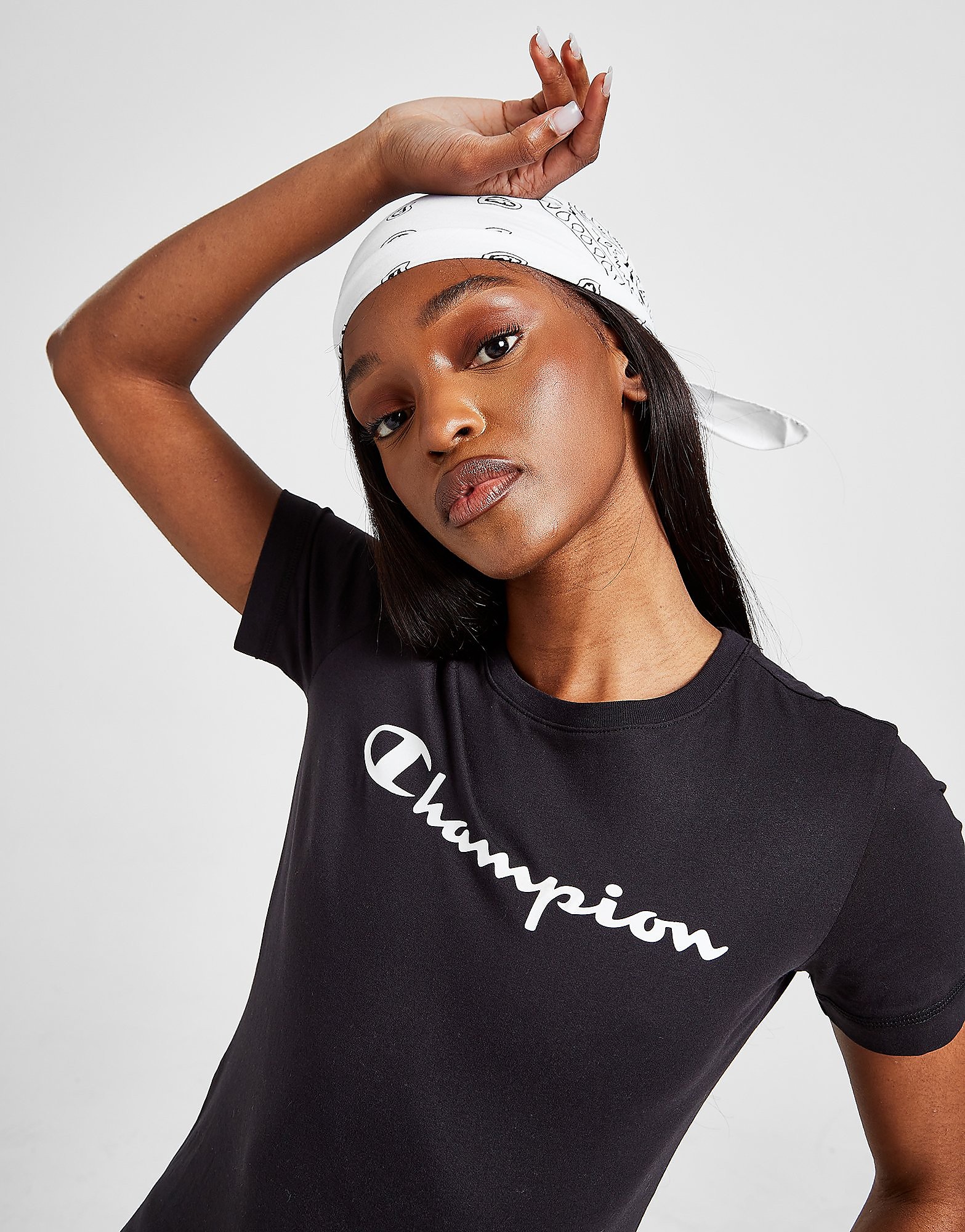 

Champion Script Logo T-Shirt - Black - Womens, Black