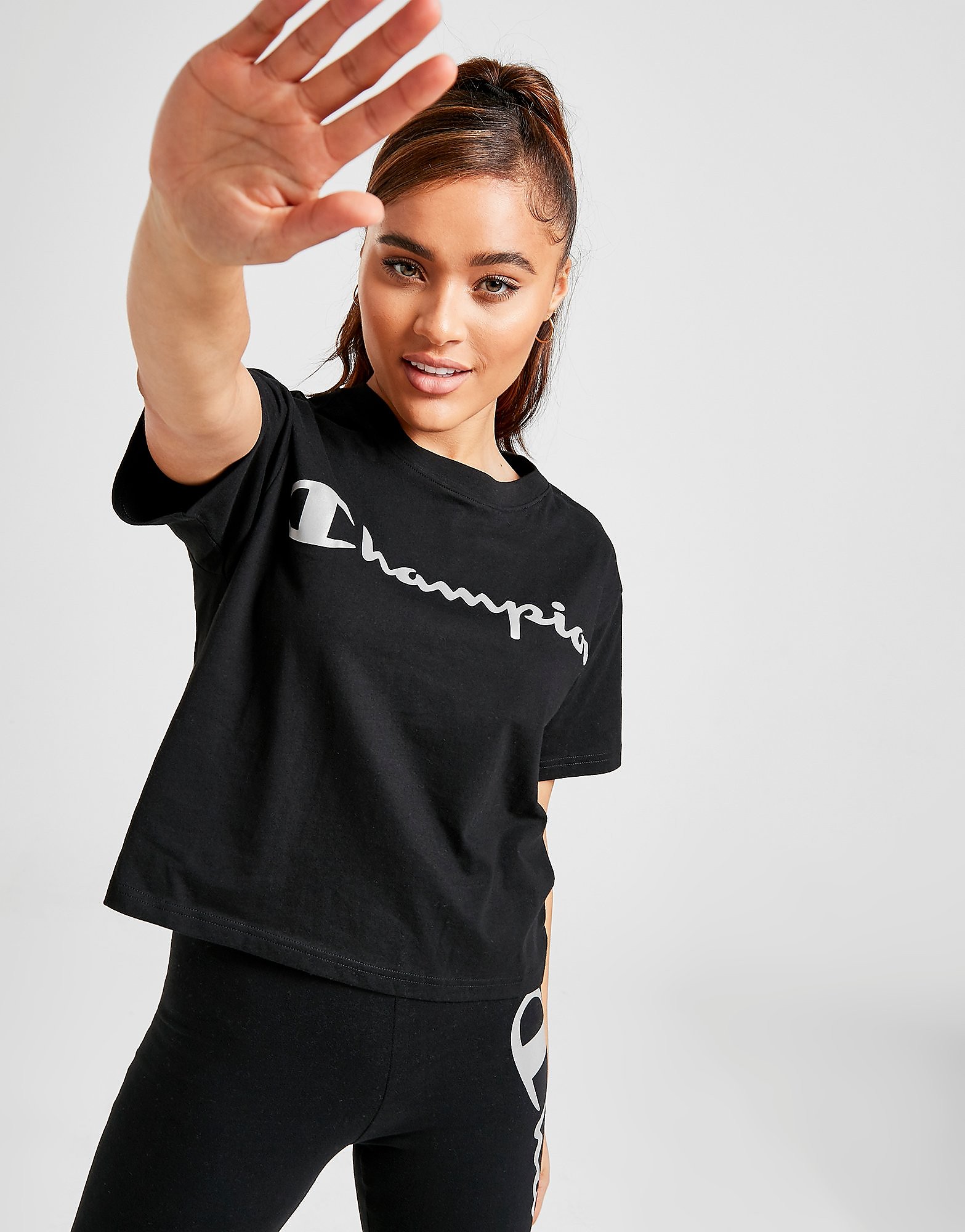 

Champion Reflective Script Logo T-Shirt - Black - Womens, Black