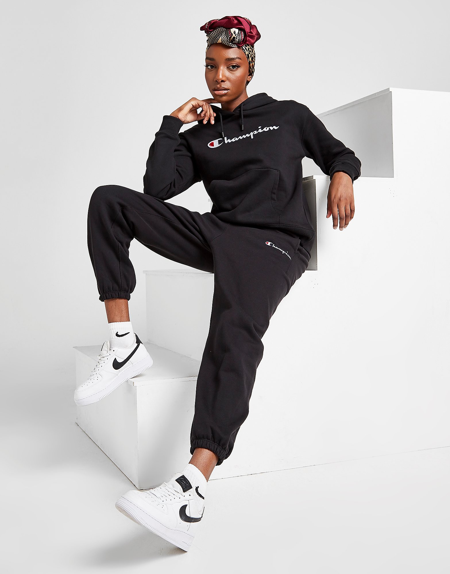 

Champion Embossed Logo Fleece Joggers - Only at JD - Black/White - Womens, Black/White