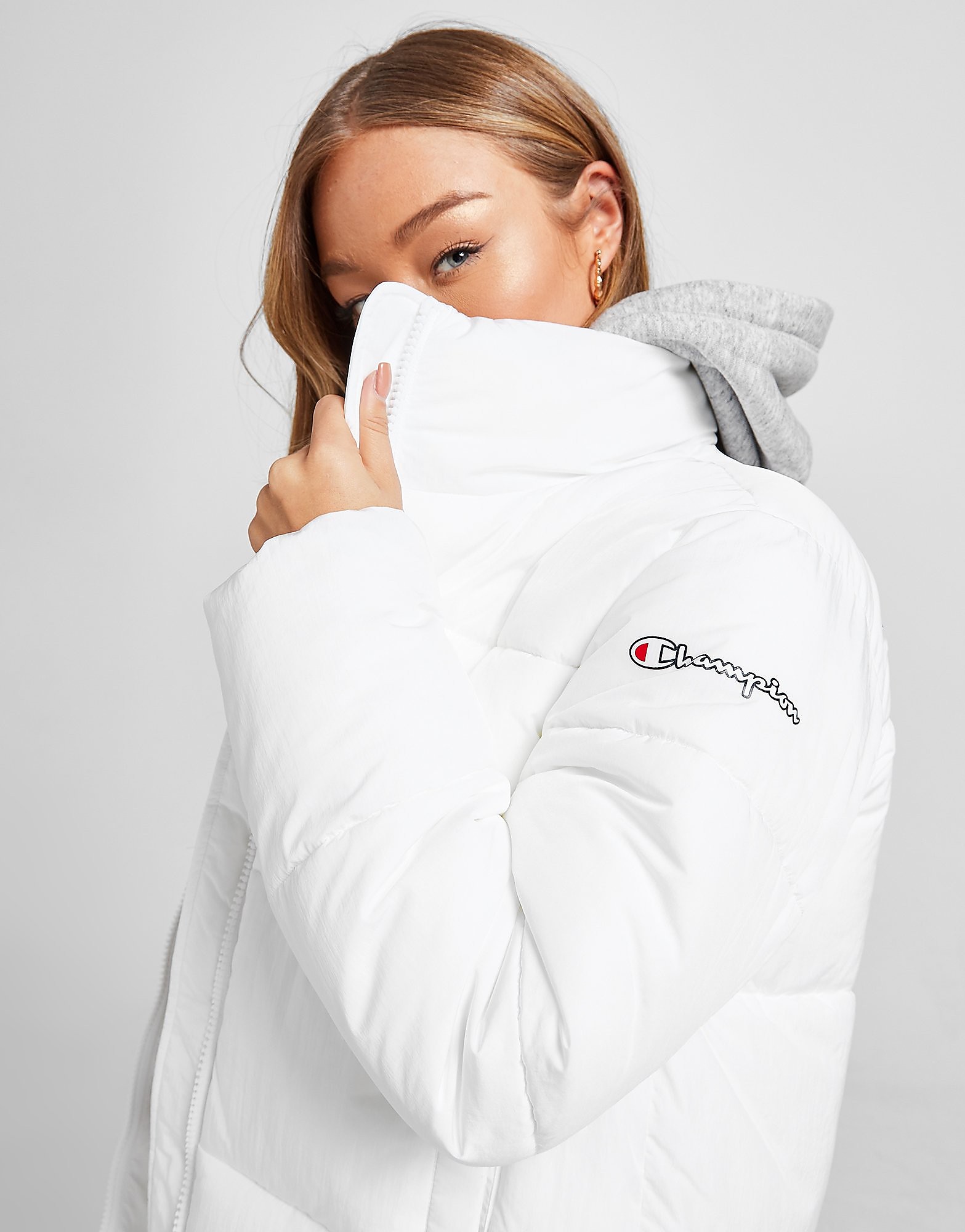 

Champion Script Back Padded Jacket - White - Womens, White