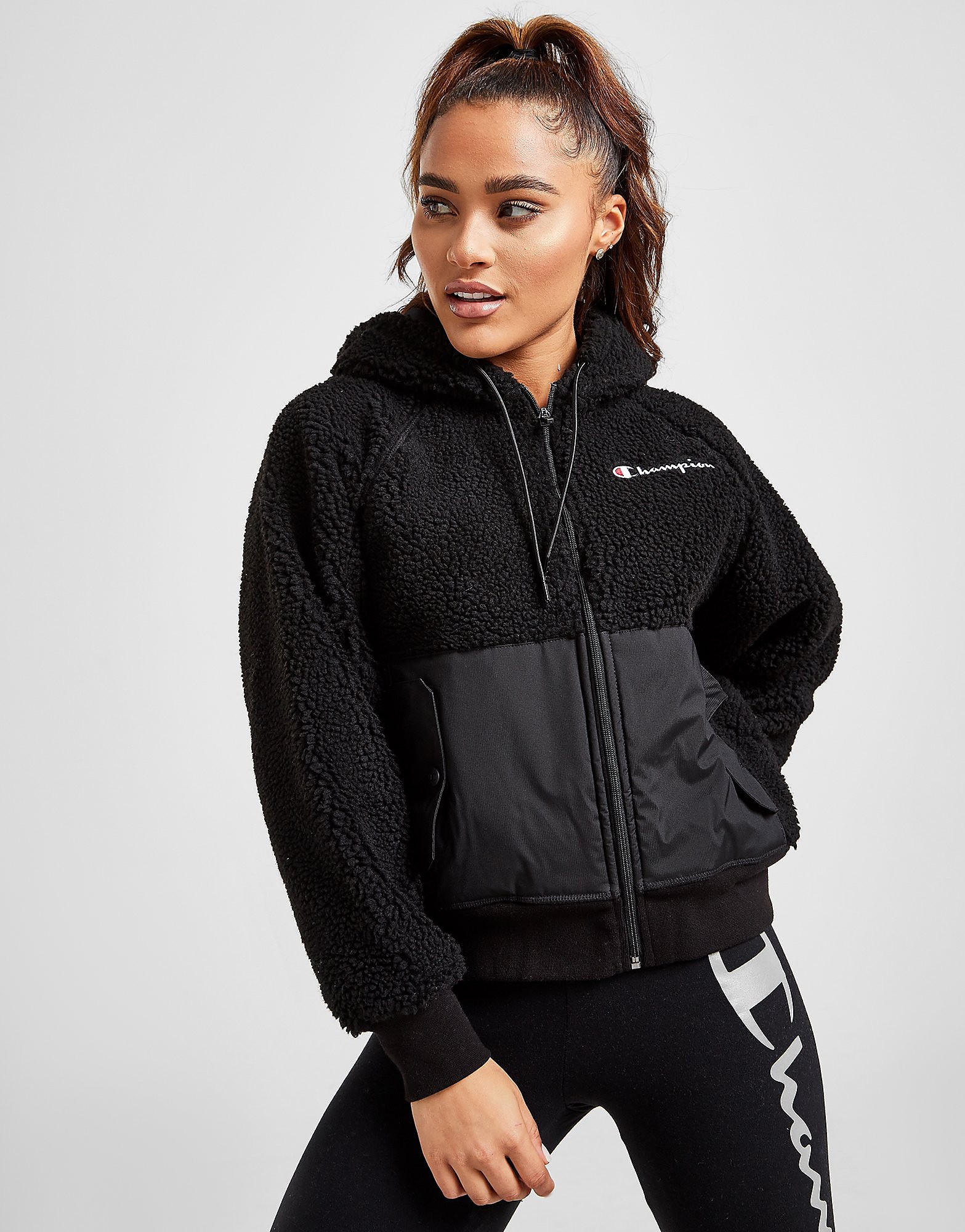 

Champion Borg Panel Full Zip Jacket - Black - Womens, Black