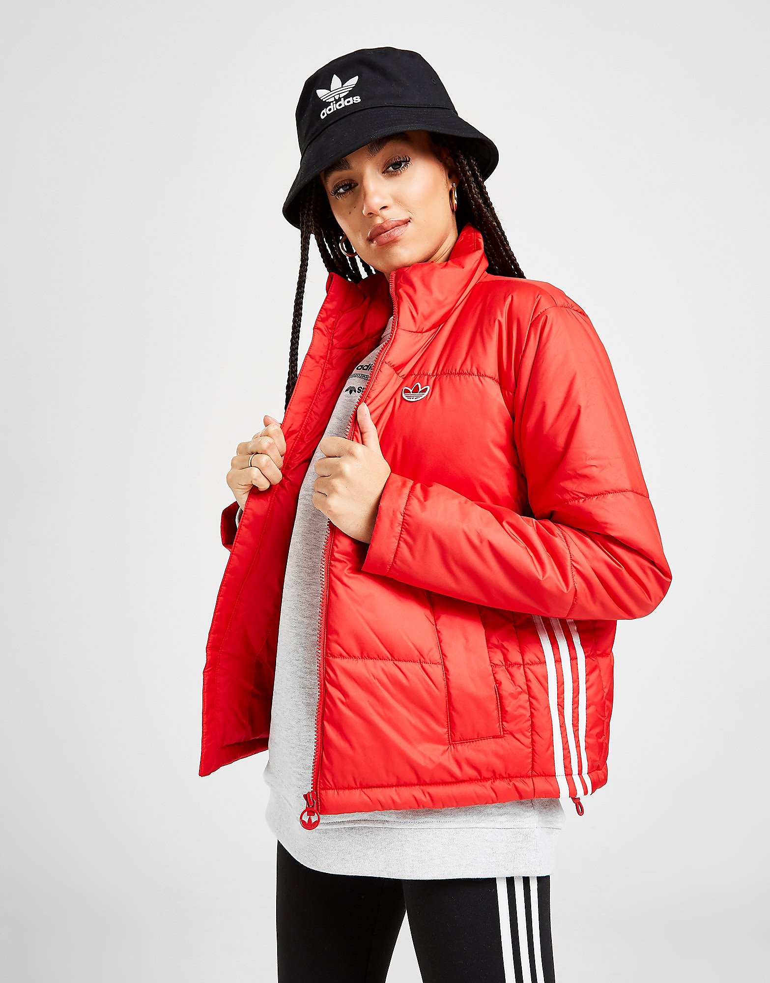 adidas Originals 3-Stripes Puffa Jacket - Scarlet - Womens, Scarlet