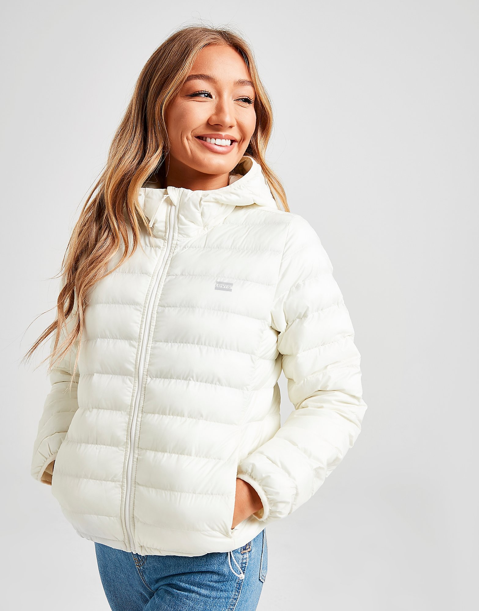 Levis Logo Padded Packable Jacket - White - Womens, White