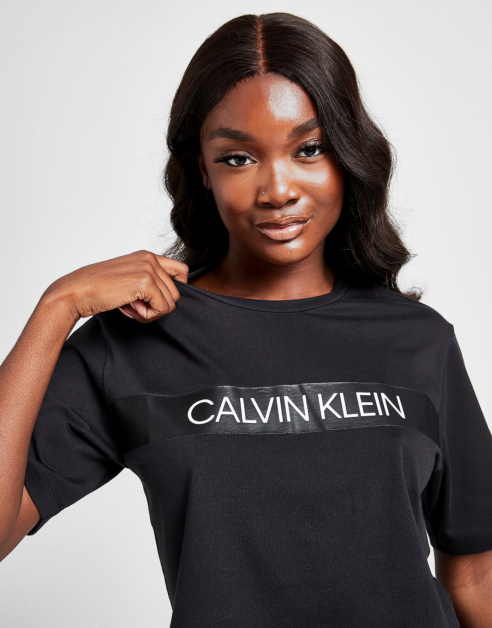 

Calvin Klein Tape Crop T-Shirt - Only at JD - Black - Womens, Black