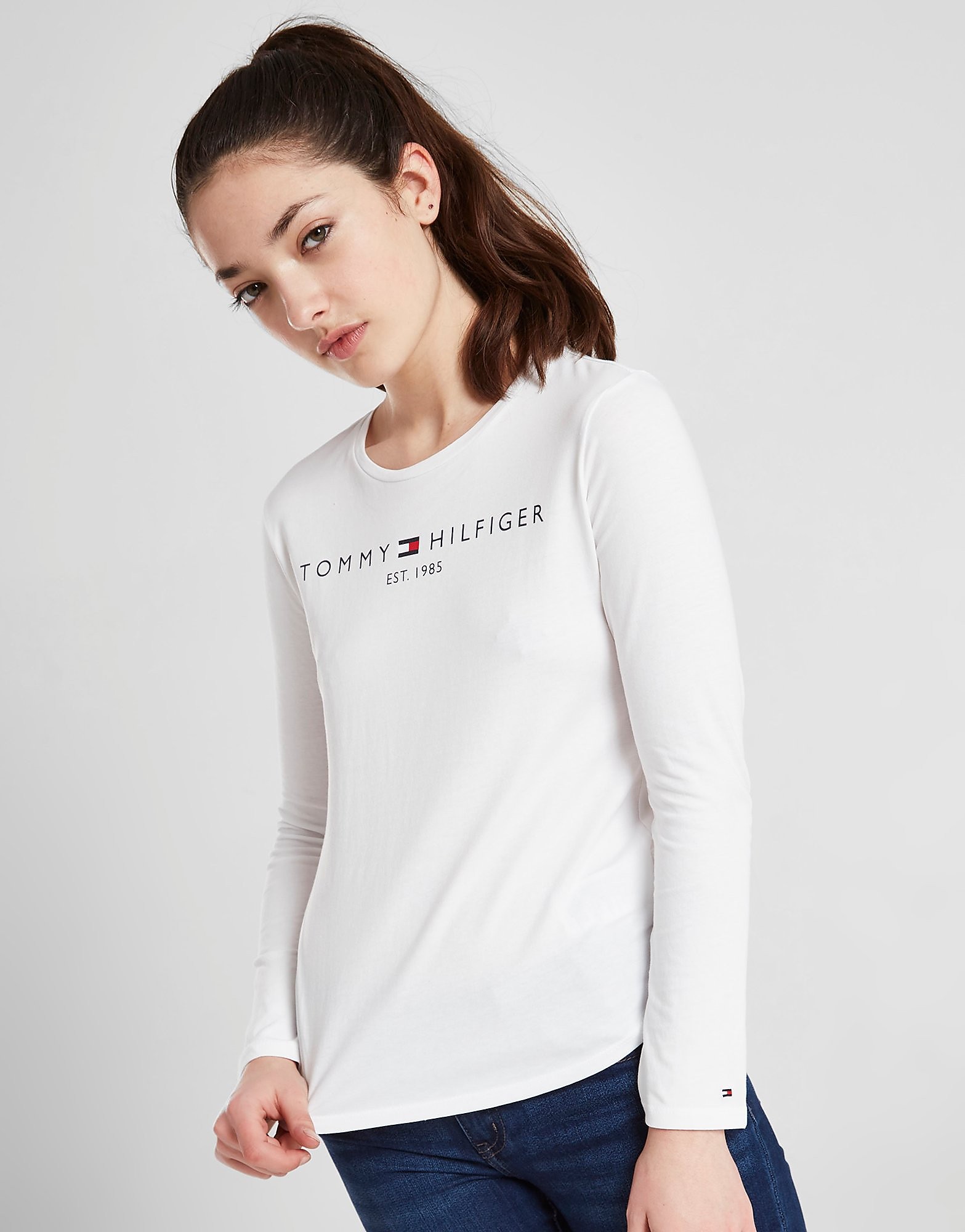 

Tommy Hilfiger Girls' Essential Long Sleeve T-Shirt Junior - White - Kids, White