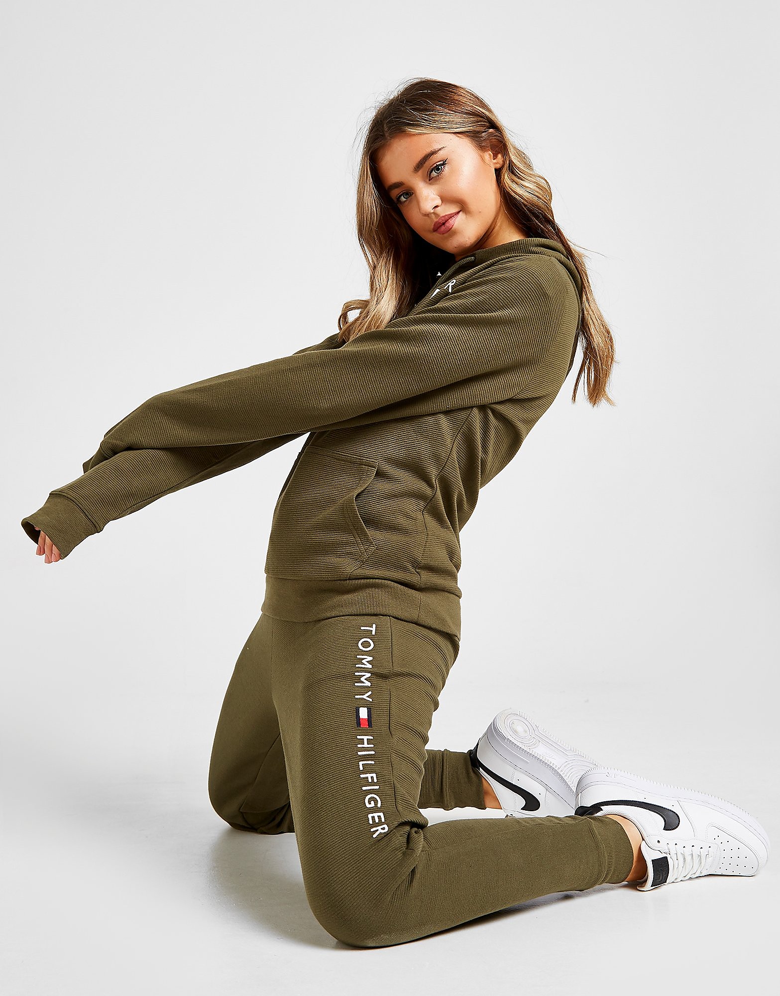 

Tommy Hilfiger Ribbed Fleece Joggers - Green - Womens, Green