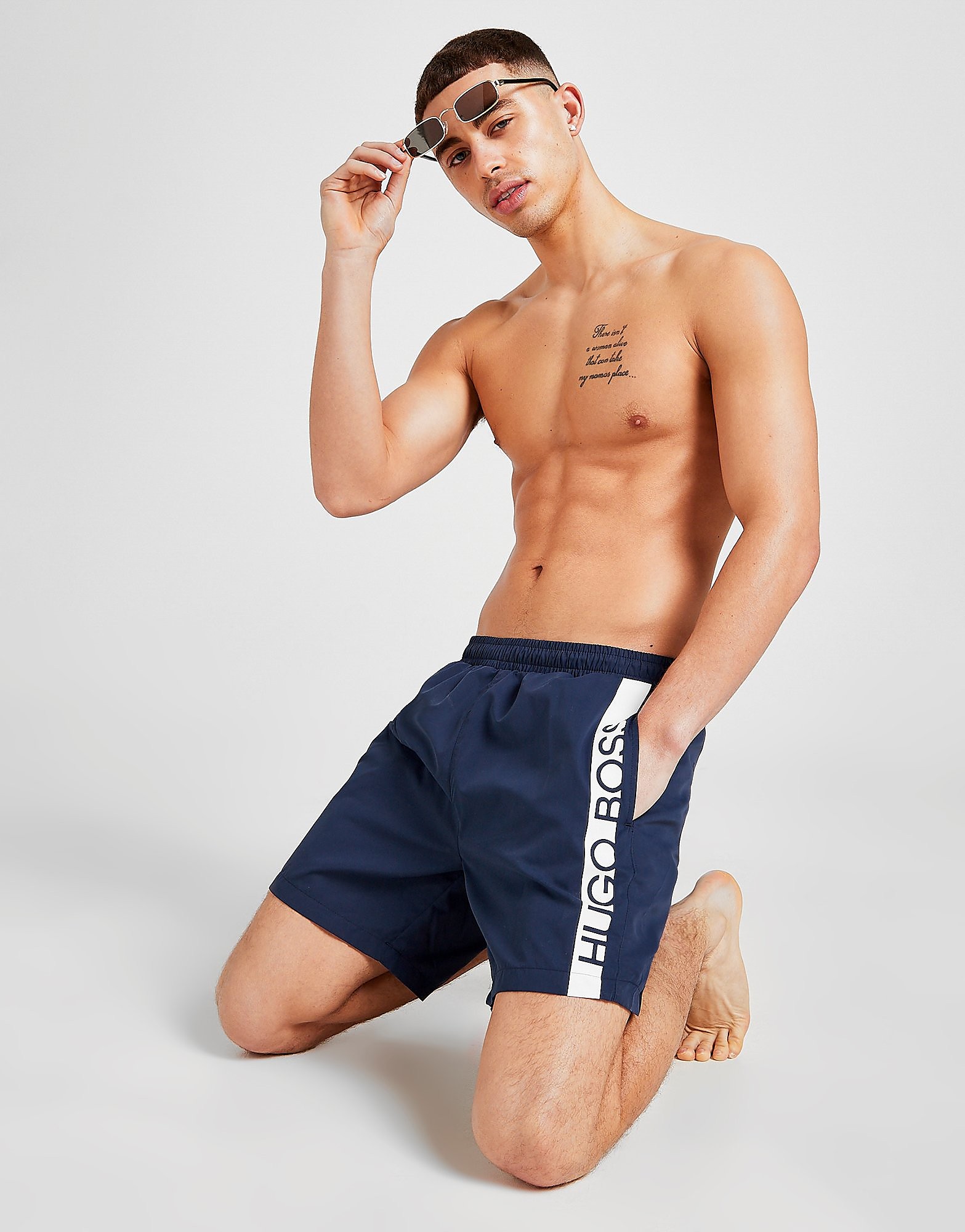 

BOSS Dolphin Swim Shorts - Navy/White - Mens, Navy/White