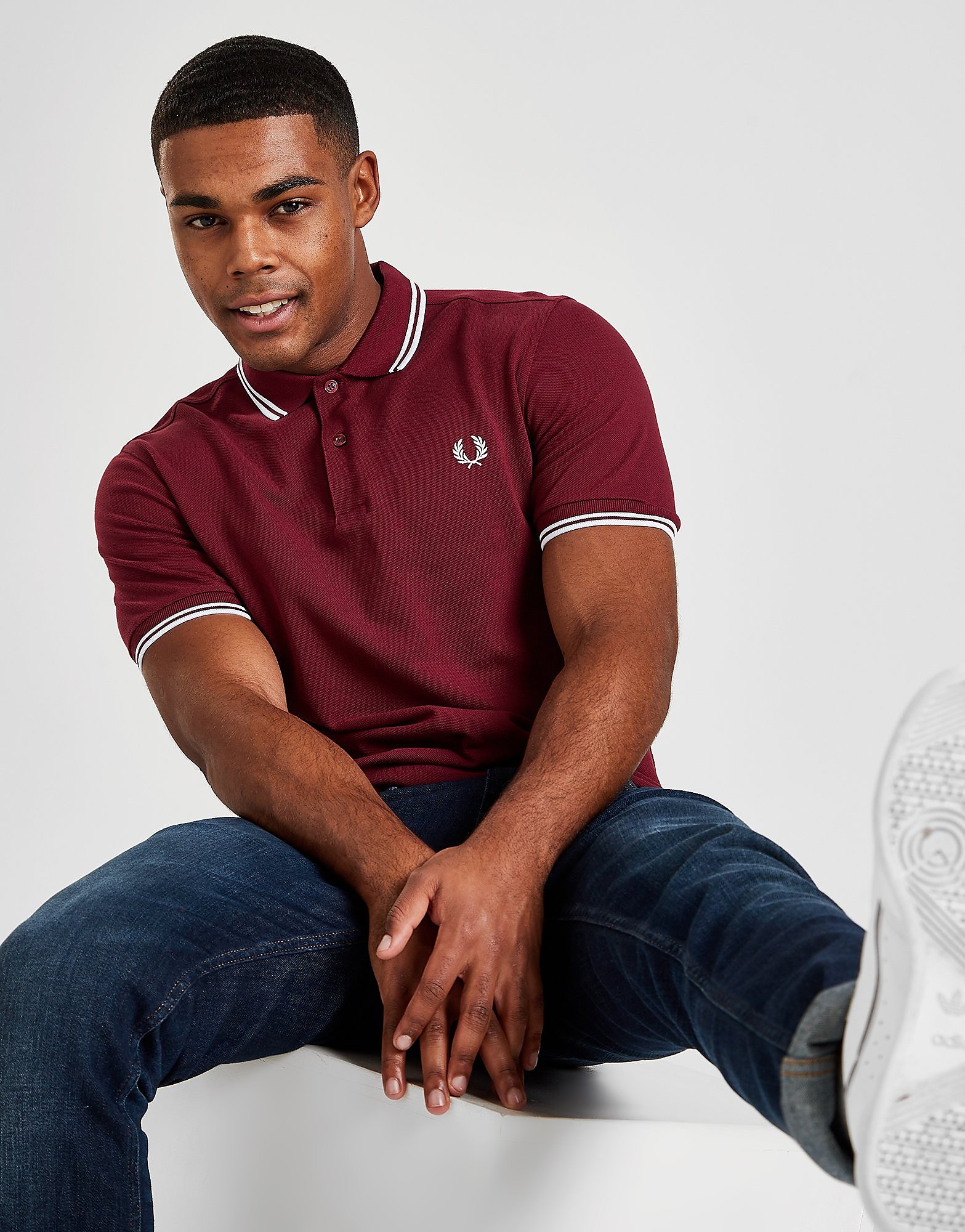

Fred Perry Twin Tipped Polo Shirt - Red/White - Mens, Red/White