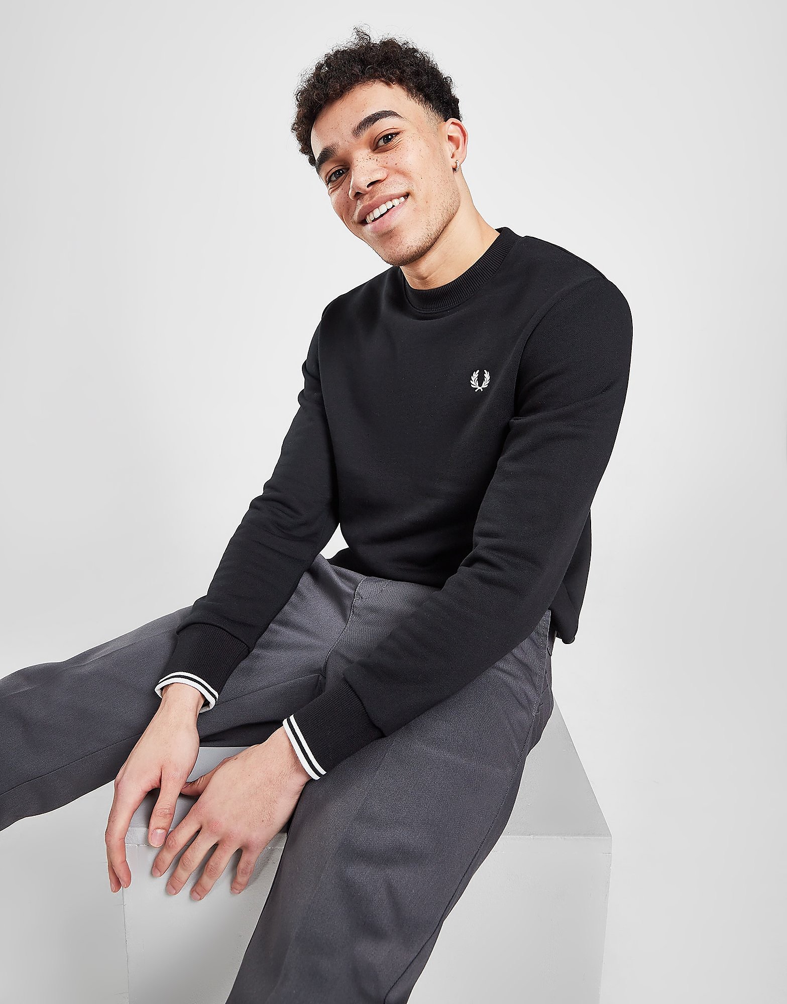 

Fred Perry Twin Tipped Crew Sweatshirt - Black/Black - Mens, Black/Black