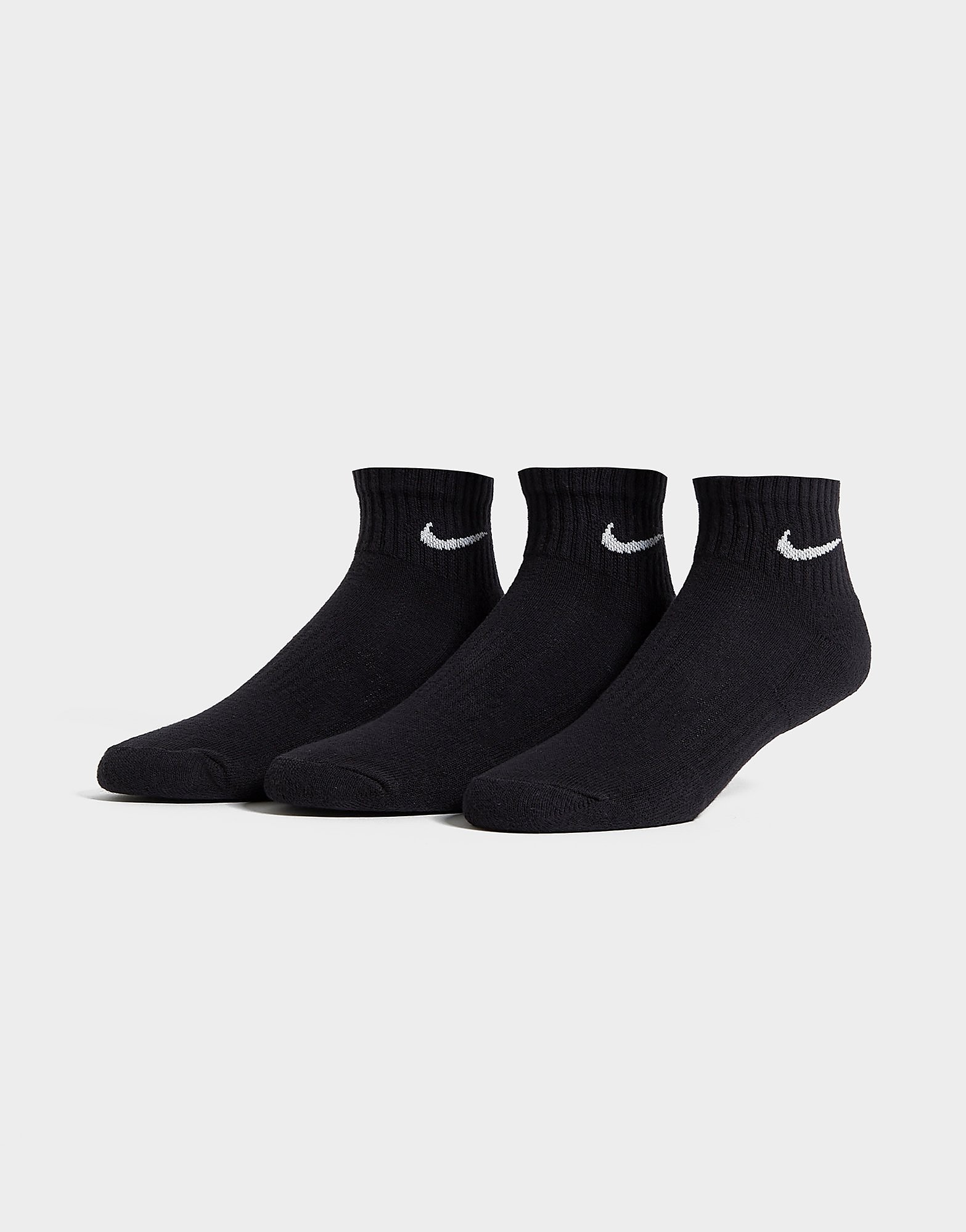 

Nike 3 Pack Cushioned Quarter Socks - Black/White, Black/White