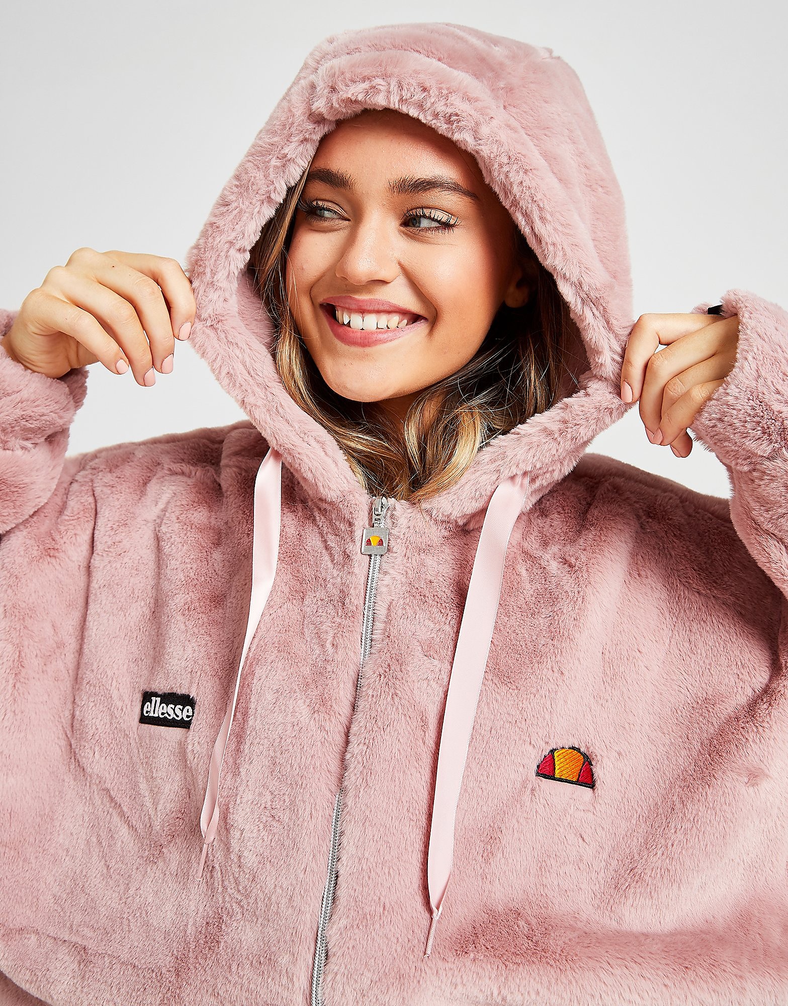 Ellesse Faux Fur Full Zip Jacket - Pink - Womens, Pink