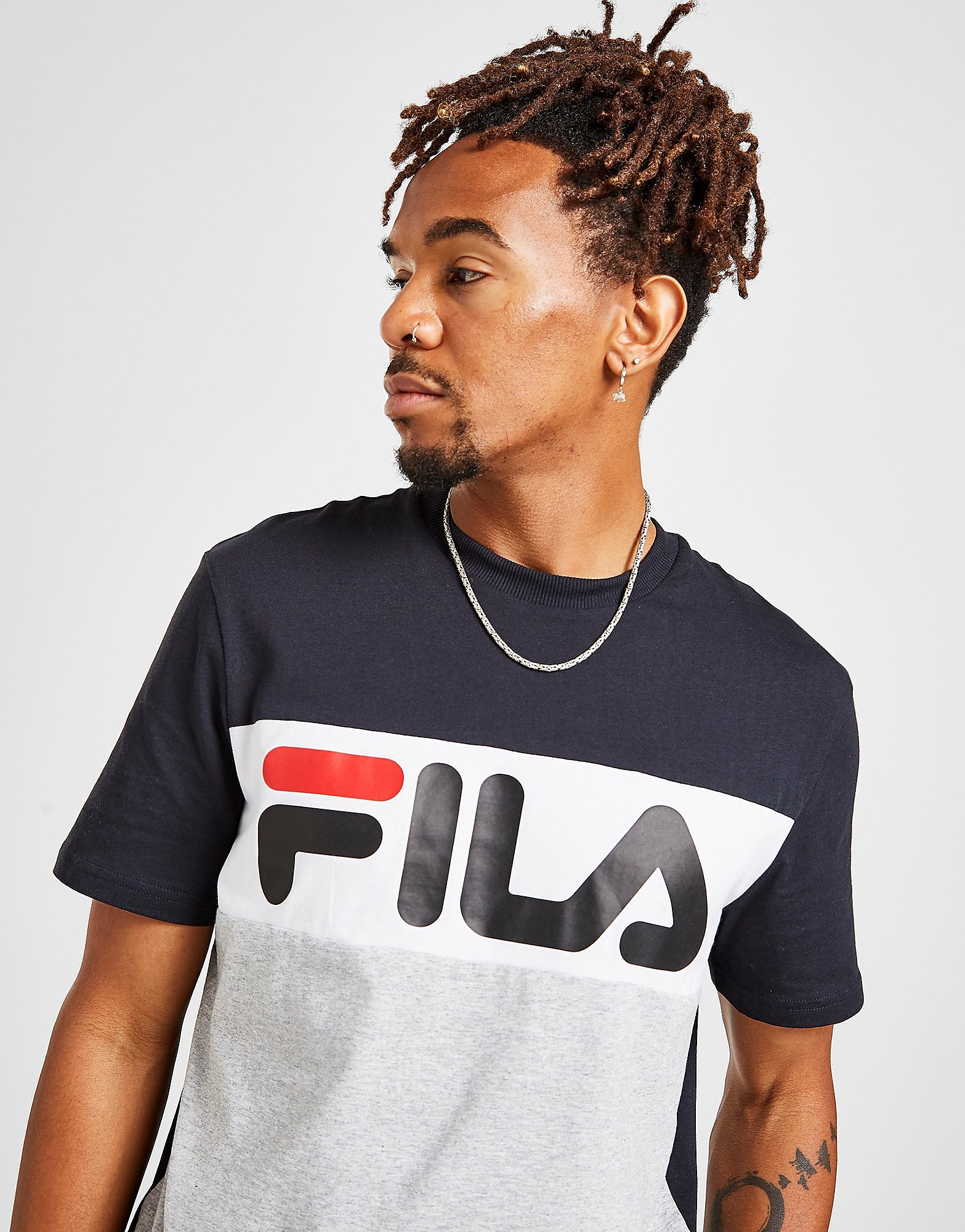 Fila Yaron T-Shirt - Only at JD - Grey/Black - Mens, Grey/Black