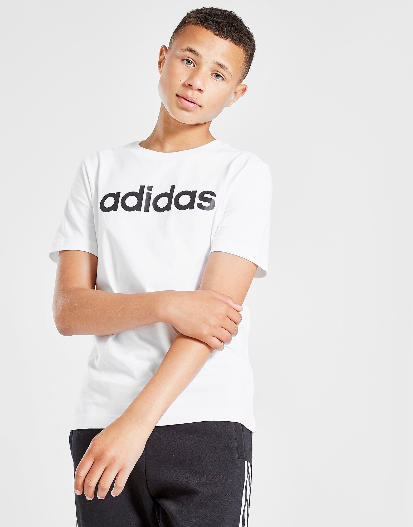 

adidas Linear T-Shirt Junior - White / Black - Kids, White / Black