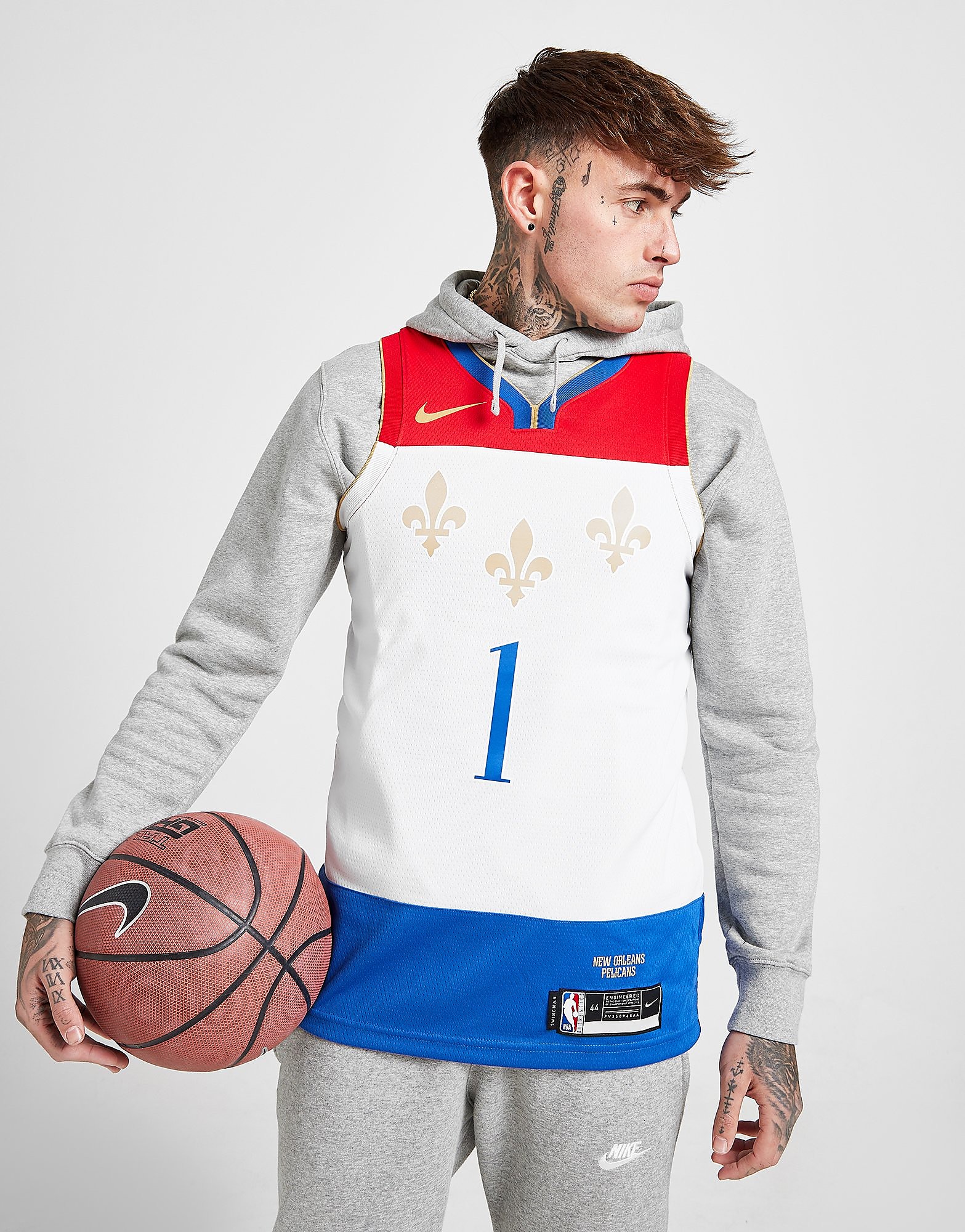 

Nike NBA New Orleans Pelicans Williamson #1 SM Jersey - White/Red/Blue - Mens, White/Red/Blue
