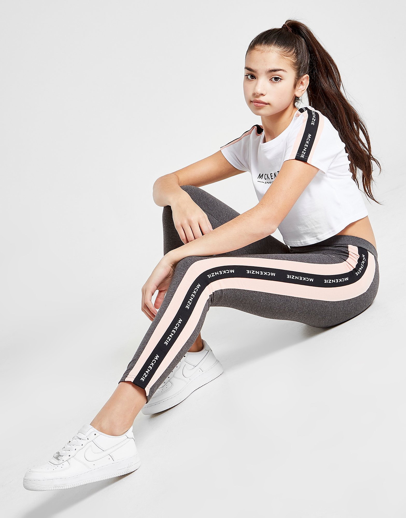 

McKenzie Girls' GiGi Tape Leggings Junior - Grey/Pink/Black - Kids, Grey/Pink/Black