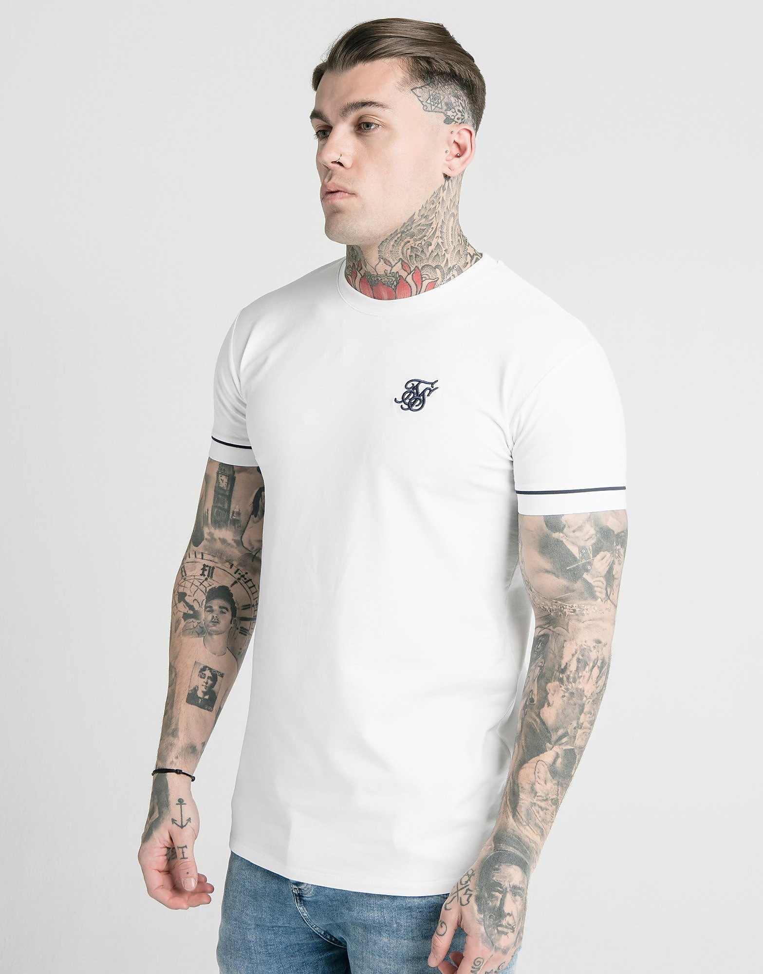 

SikSilk Cuffed T-Shirt - White - Mens, White