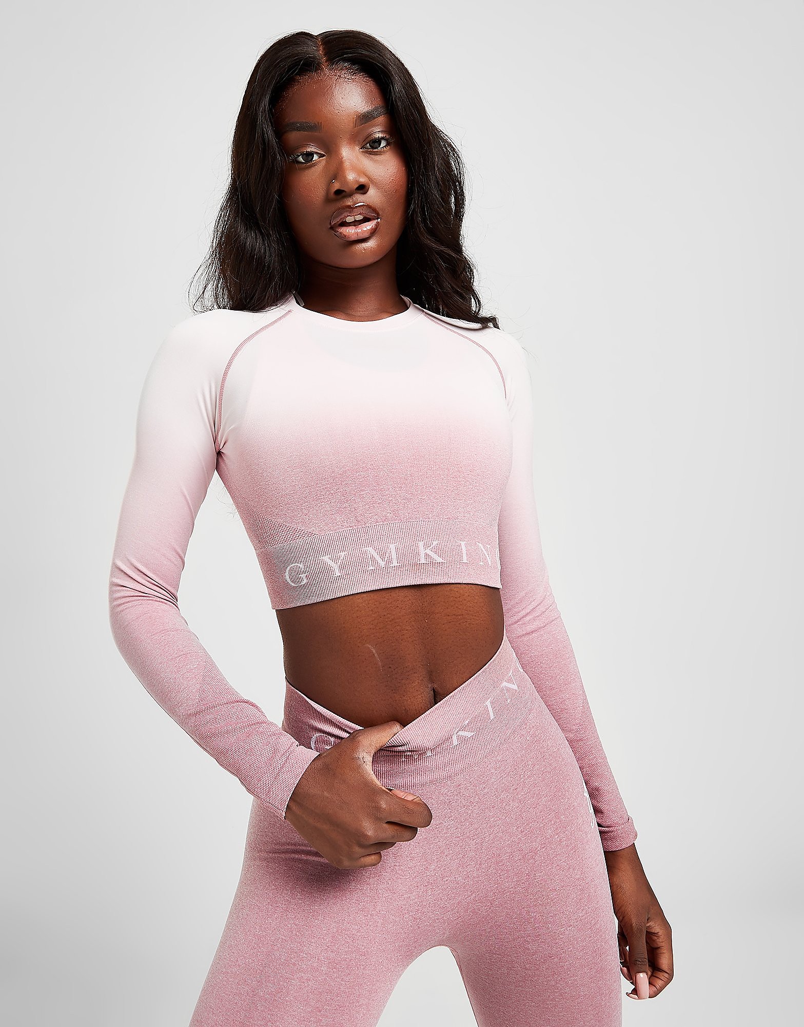 

Gym King Ombre Seamless Long Sleeve Crop Top - Only at JD - Pink - Womens, Pink