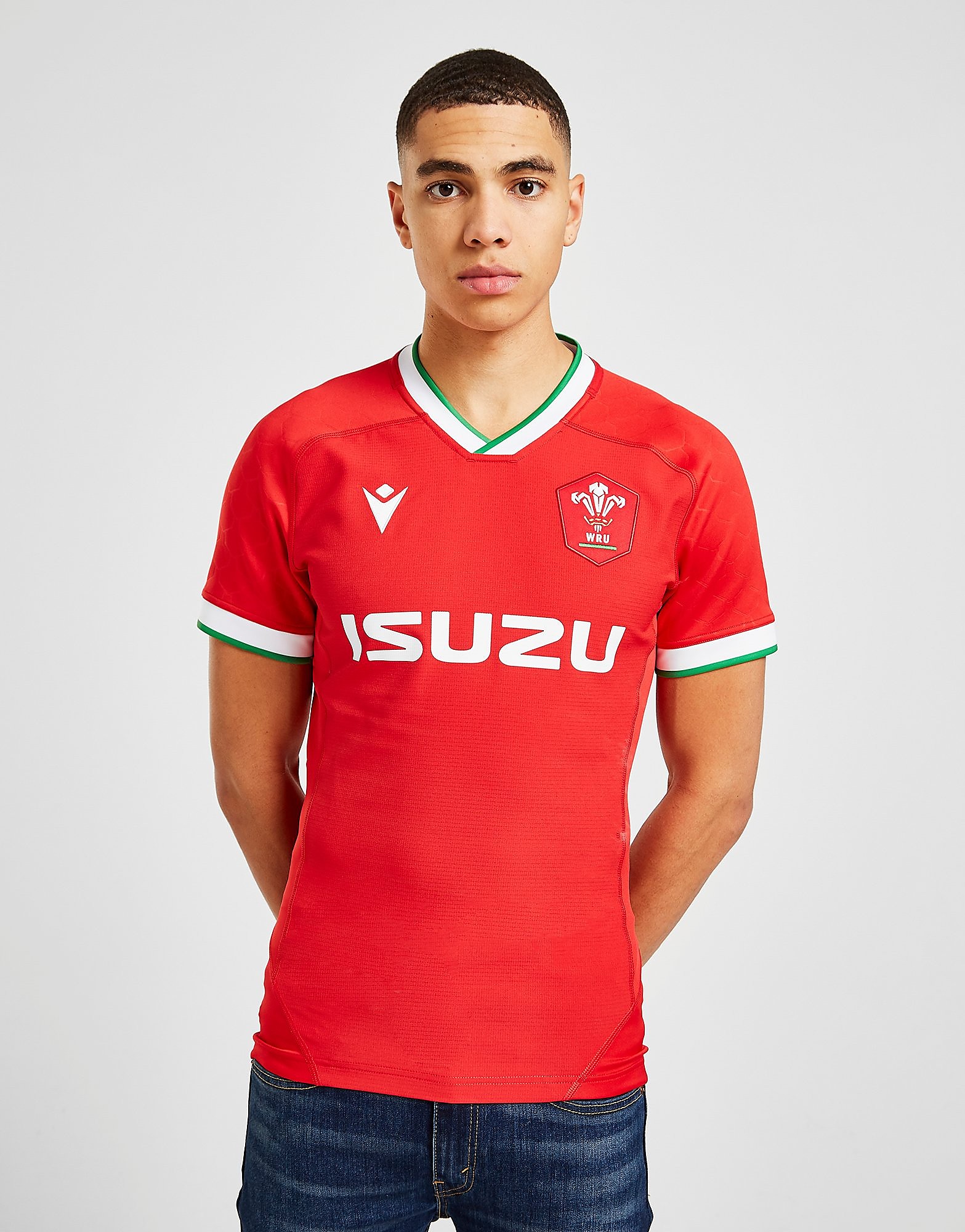 

Macron Wales RU 2020/21 Home Pro Shirt - Red/Green - Mens, Red/Green