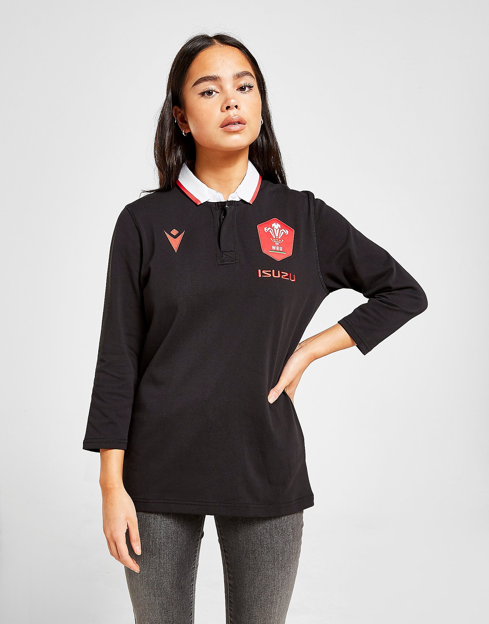 

Macron Wales RU 2020/21 Cotton Away Shirt Women's - Black/White/Red, Black/White/Red