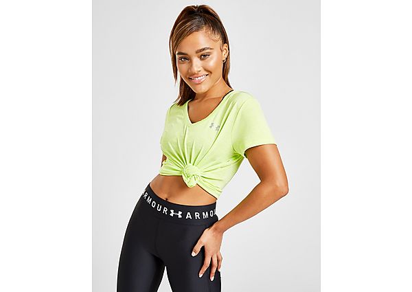 Under Armour T-shirt Col en V Twist Tech Femme - Green Citrine, Green Citrine