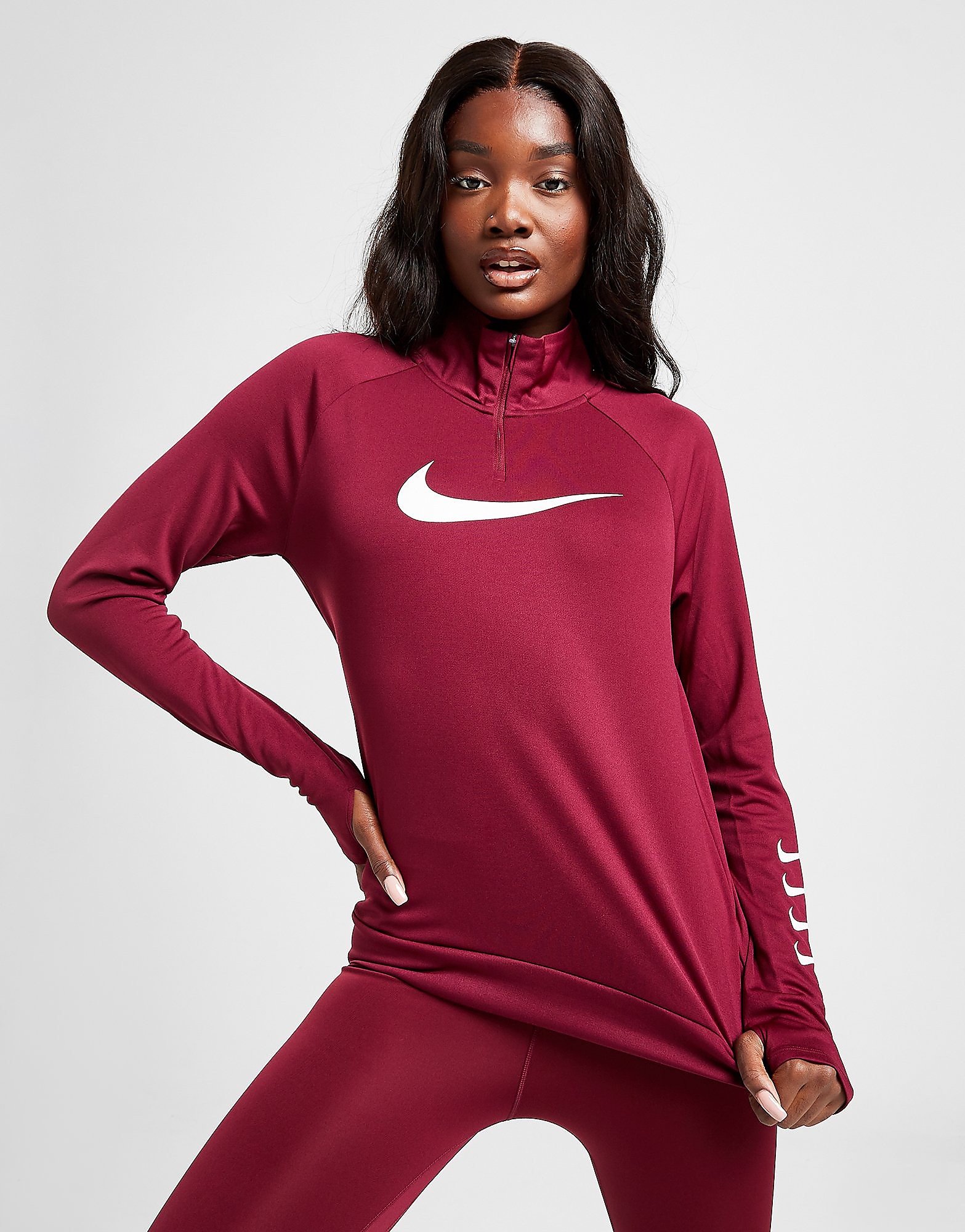 

Nike Swoosh Repeat 1/4 Zip Top - Only at JD - Burgundy - Womens, Burgundy
