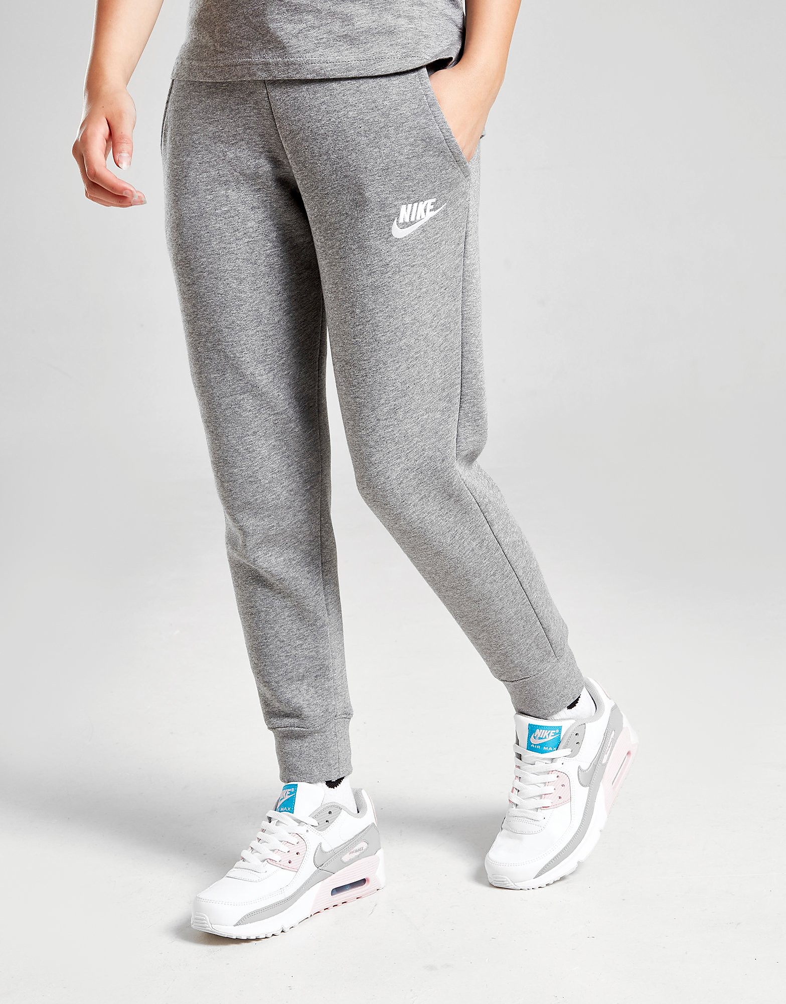 

Nike Girls' Fleece Joggers Junior - Carbon Heather/White - Kids, Carbon Heather/White