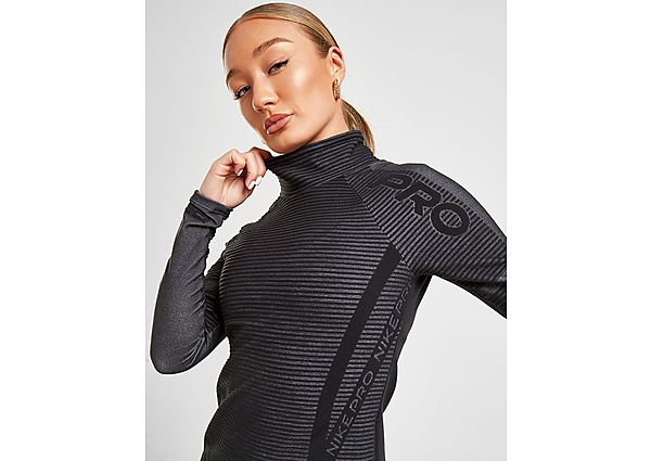 Nike Haut à manches longues Nike Pro HyperWarm pour Femme - Black/White/Metallic Silver, Black/White