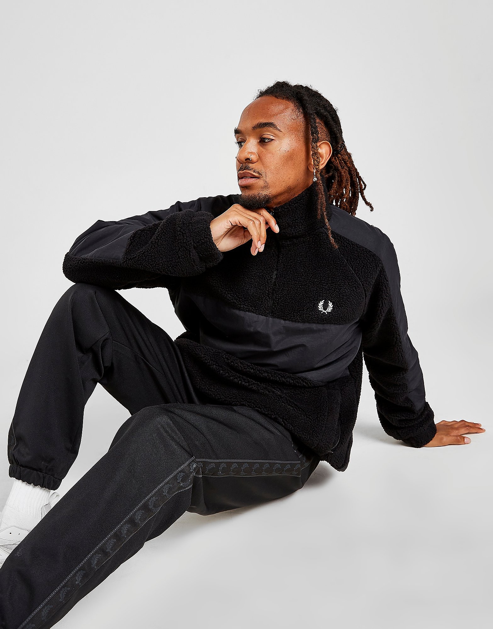 

Fred Perry Woven Borg Fleece Jacket - Black - Mens, Black