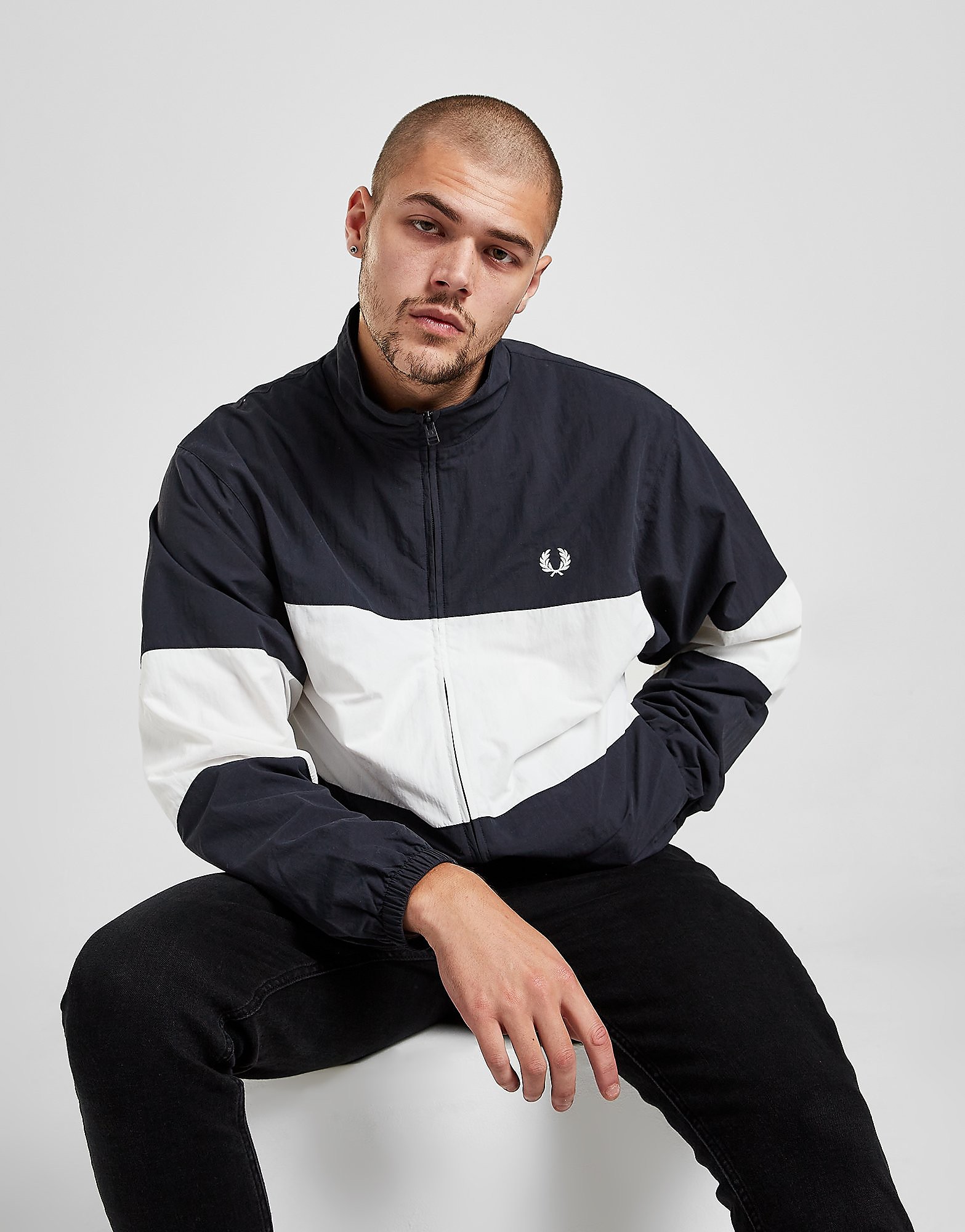 Fred Perry Chest Panel Shell Jacket - Blue/White - Mens, Blue/White