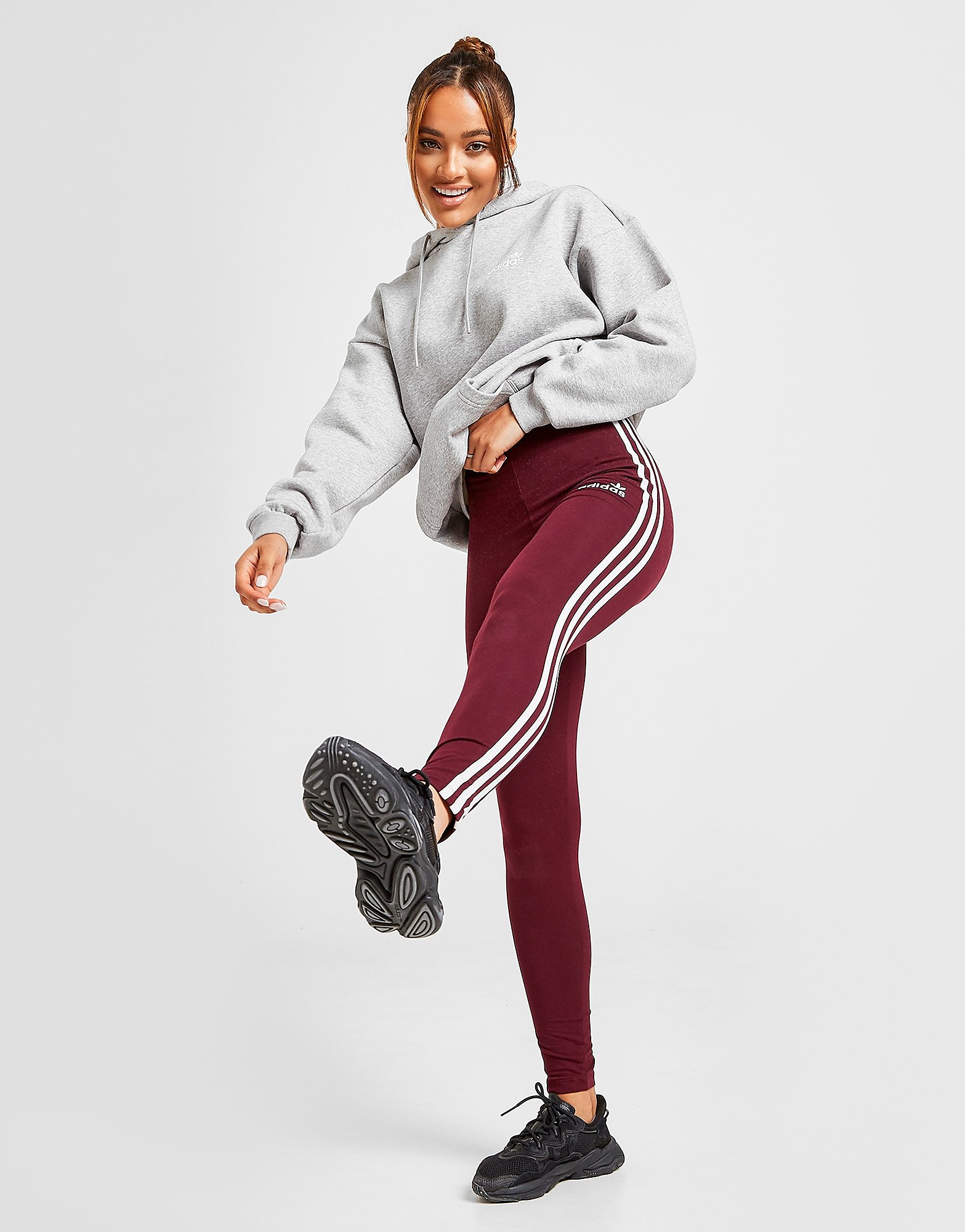 

adidas Originals 3-Stripes Linear Leggings - Only at JD - Red/White - Womens, Red/White