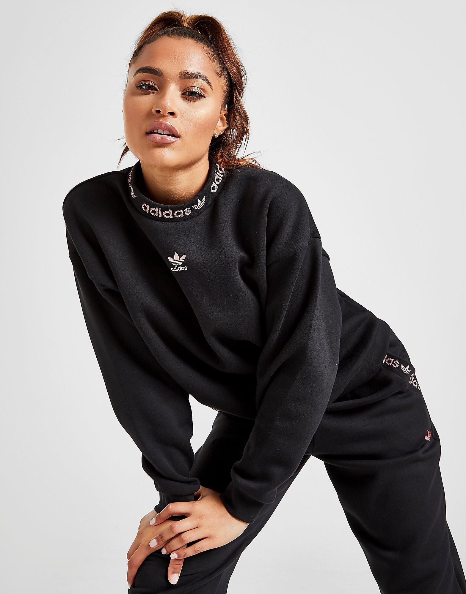 

adidas Originals Lurex Tape Crew Sweatshirt - Only at JD - Black/Gold - Womens, Black/Gold