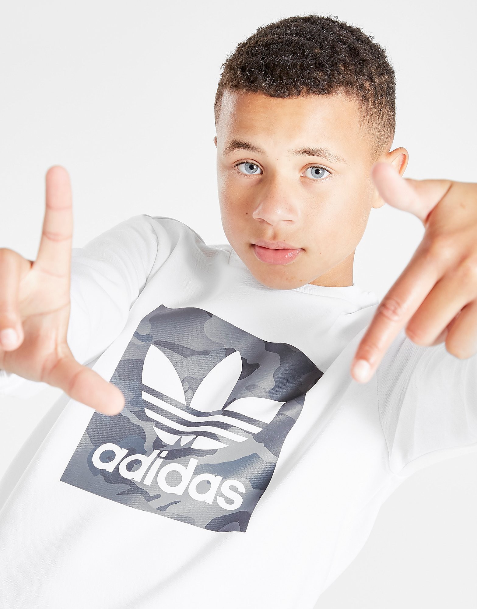 

adidas Originals Camo Box Crew Sweatshirt Junior - Only at JD - White - Kids, White