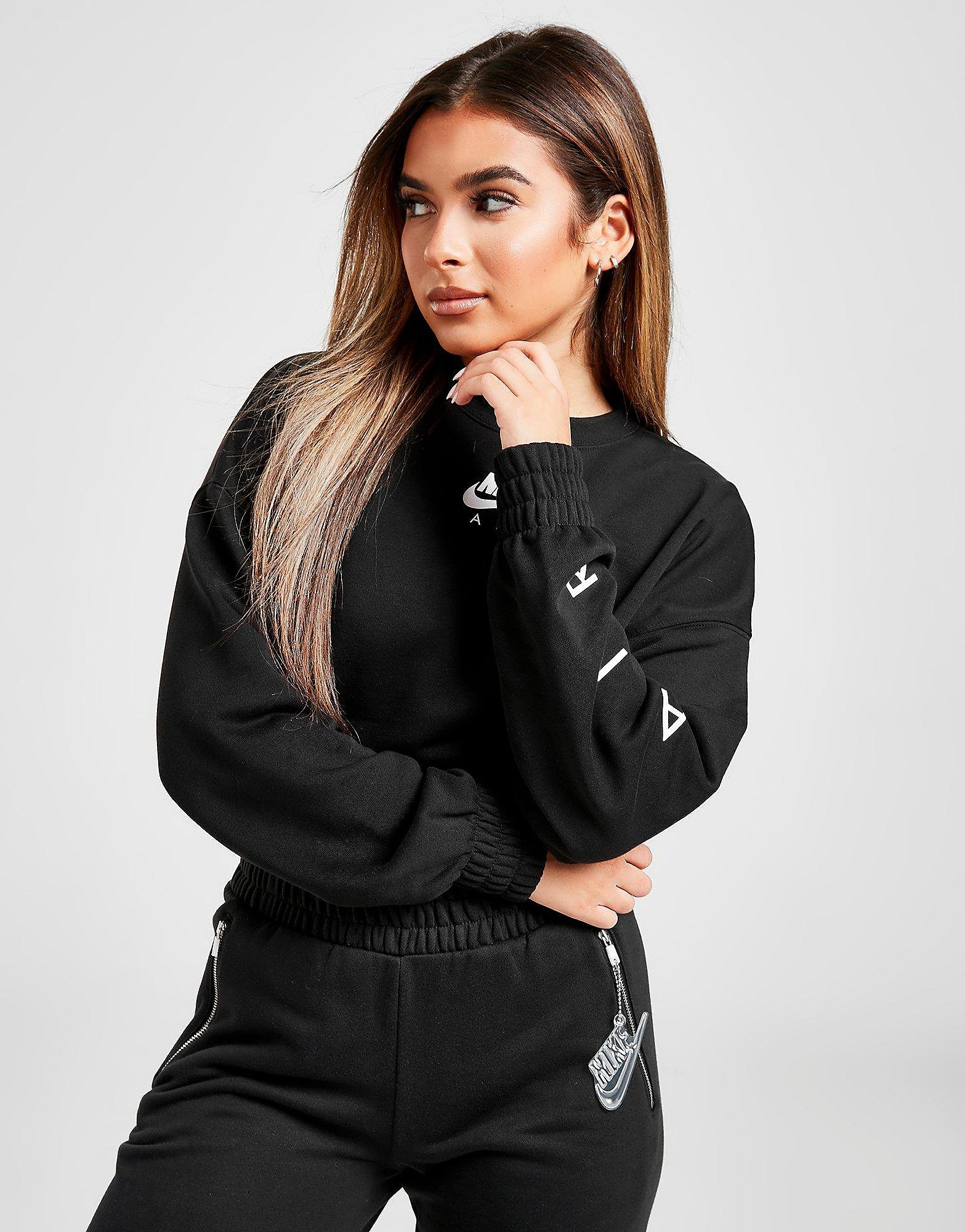 

Nike Air Panel Crop Crew Sweatshirt - Black/White - Womens, Black/White