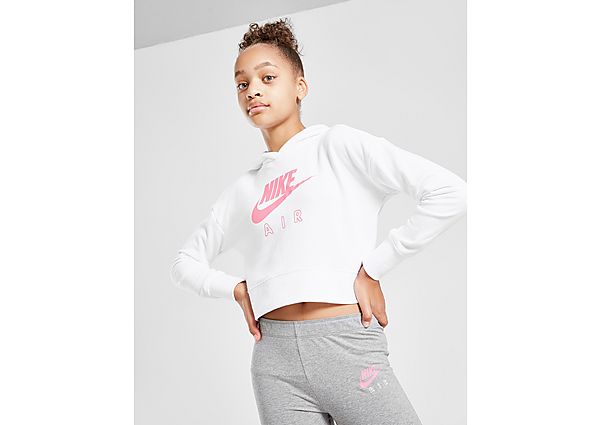 Nike Sweat à capuche court en molleton Nike Air pour Fille plus âgée - White/Black/Pinksicle, White/