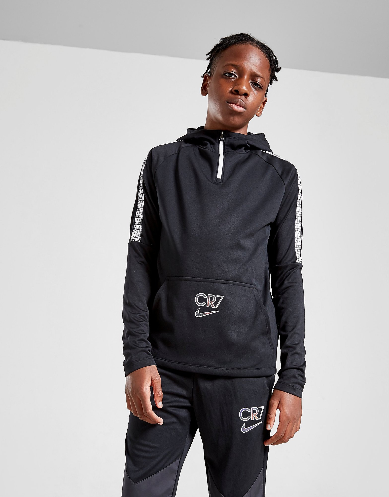Nike CR7 Dri-FIT Drill Hoodie Junior - Black/White - Kids, Black/White