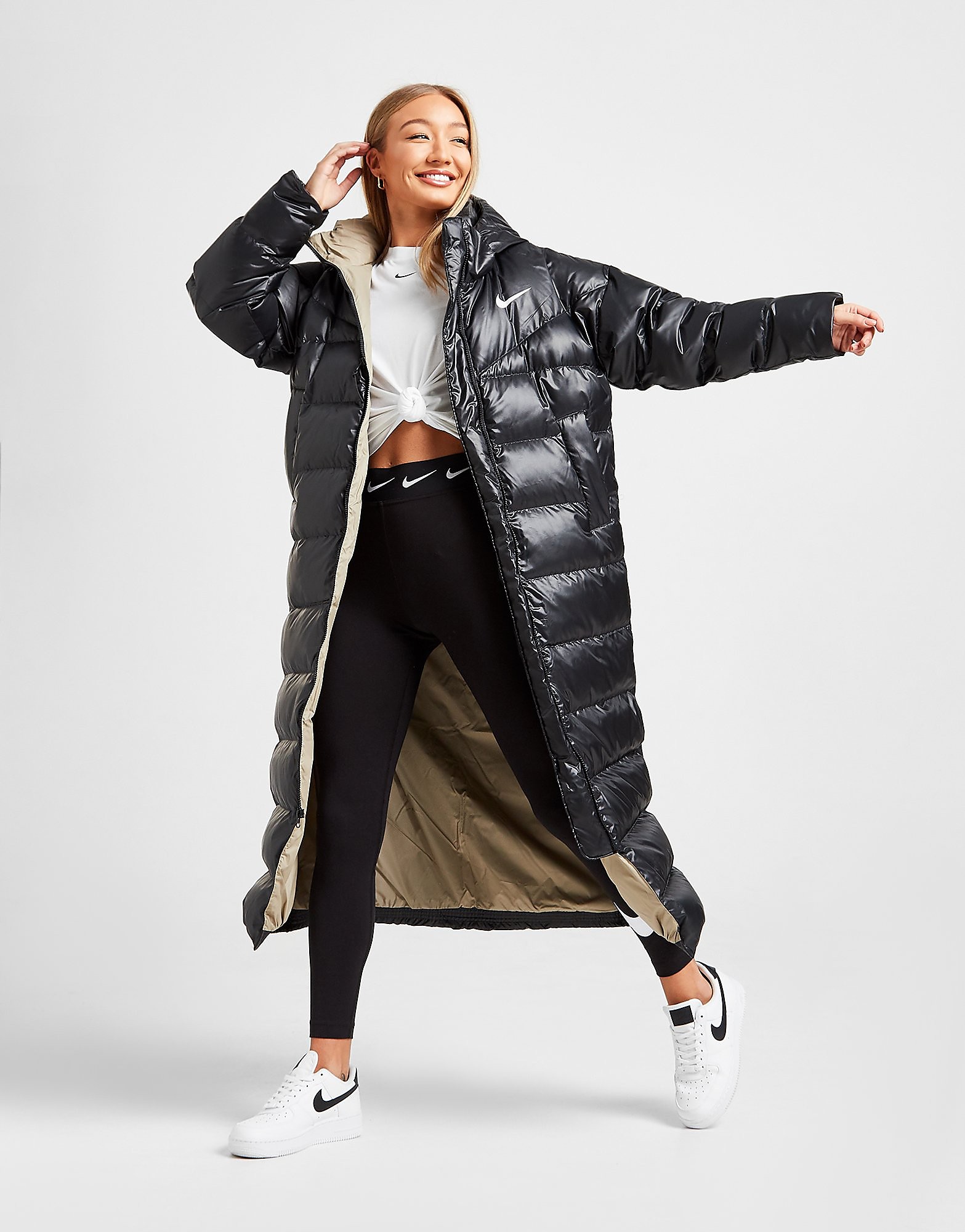 

Nike Swoosh Down Parka - Black/Mystic Stone/White - Womens, Black/Mystic Stone/White