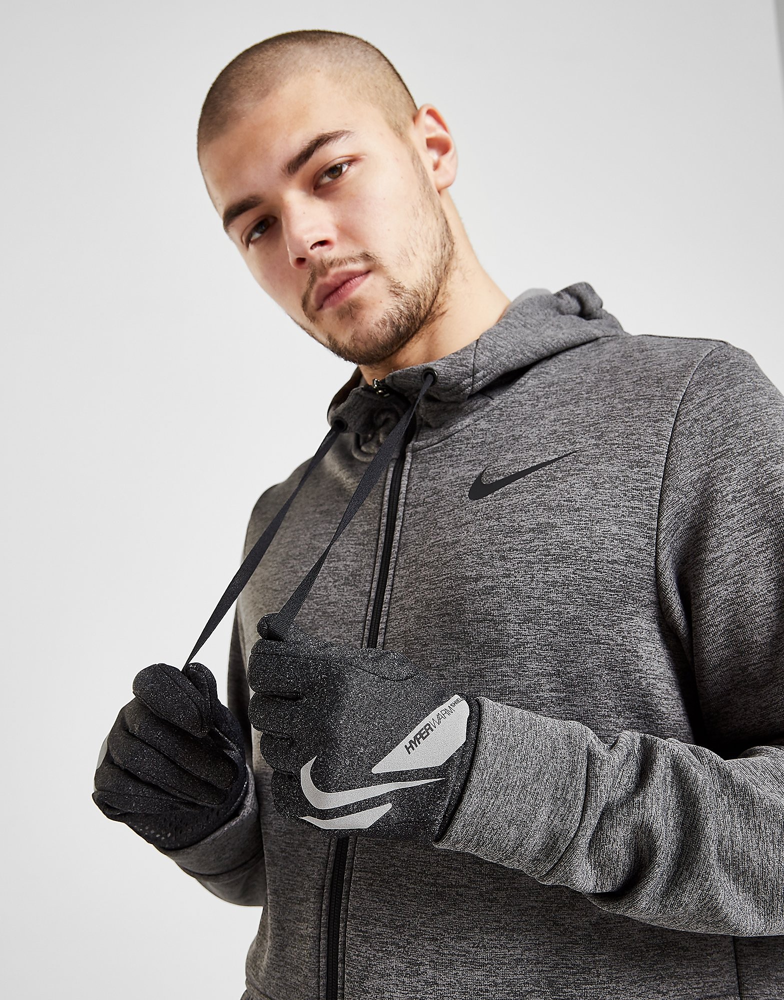 Nike Shield HyperWarm -hanskat - Mens, Harmaa