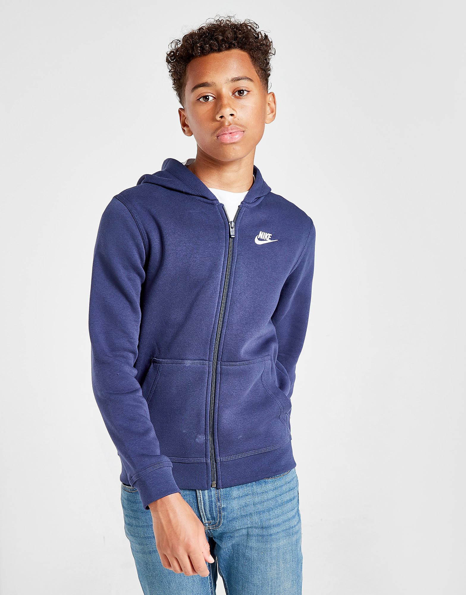 

Nike Club Full Zip Hoodie Junior - Midnight Navy/Midnight Navy/White - Kids, Midnight Navy/Midnight Navy/White
