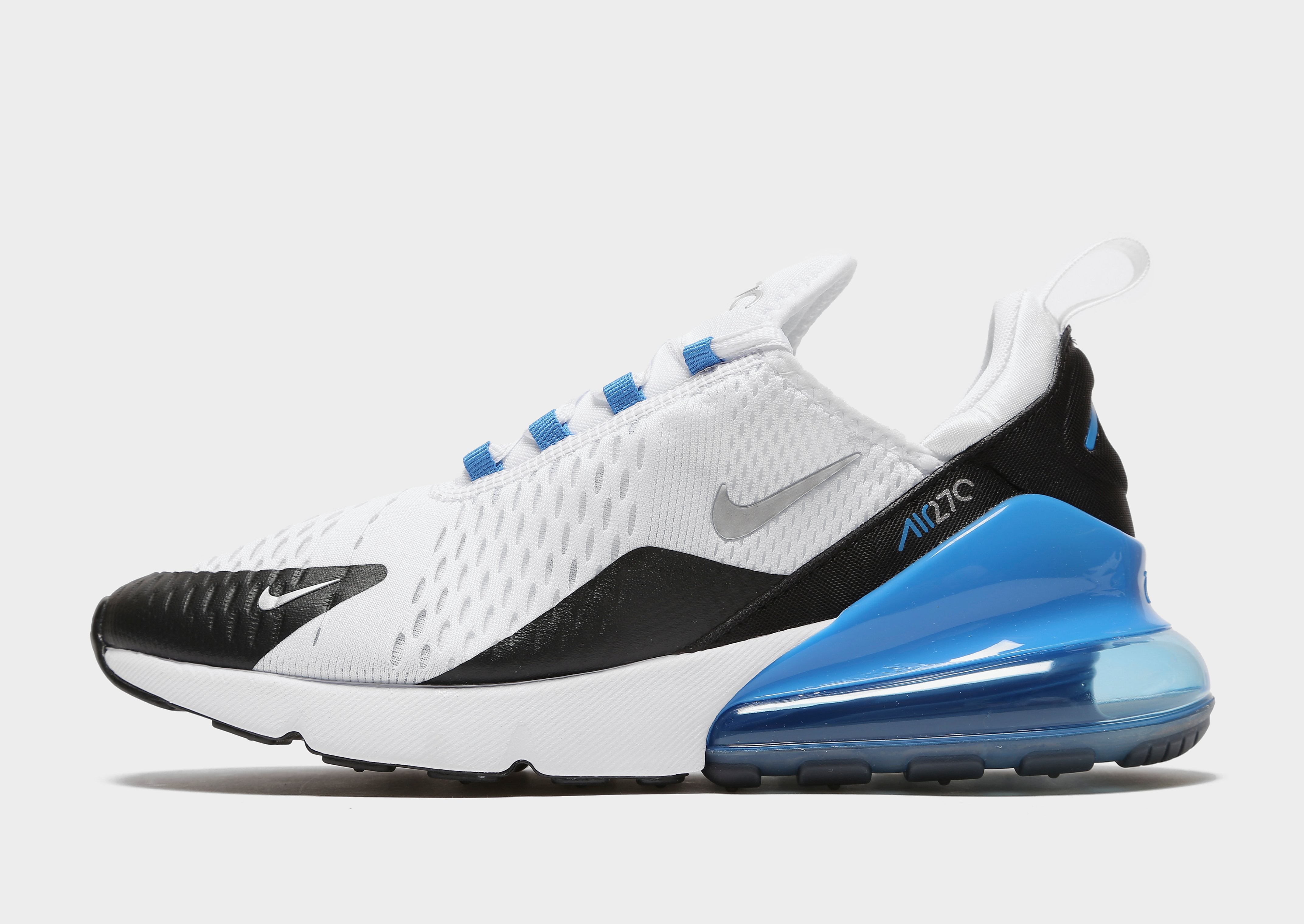 

Nike Air Max 270 - White/Light Photo Blue/Black/Metallic Silver/Blue/Black - Mens, White/Light Photo Blue/Black/Metallic Silver/Blue/Black